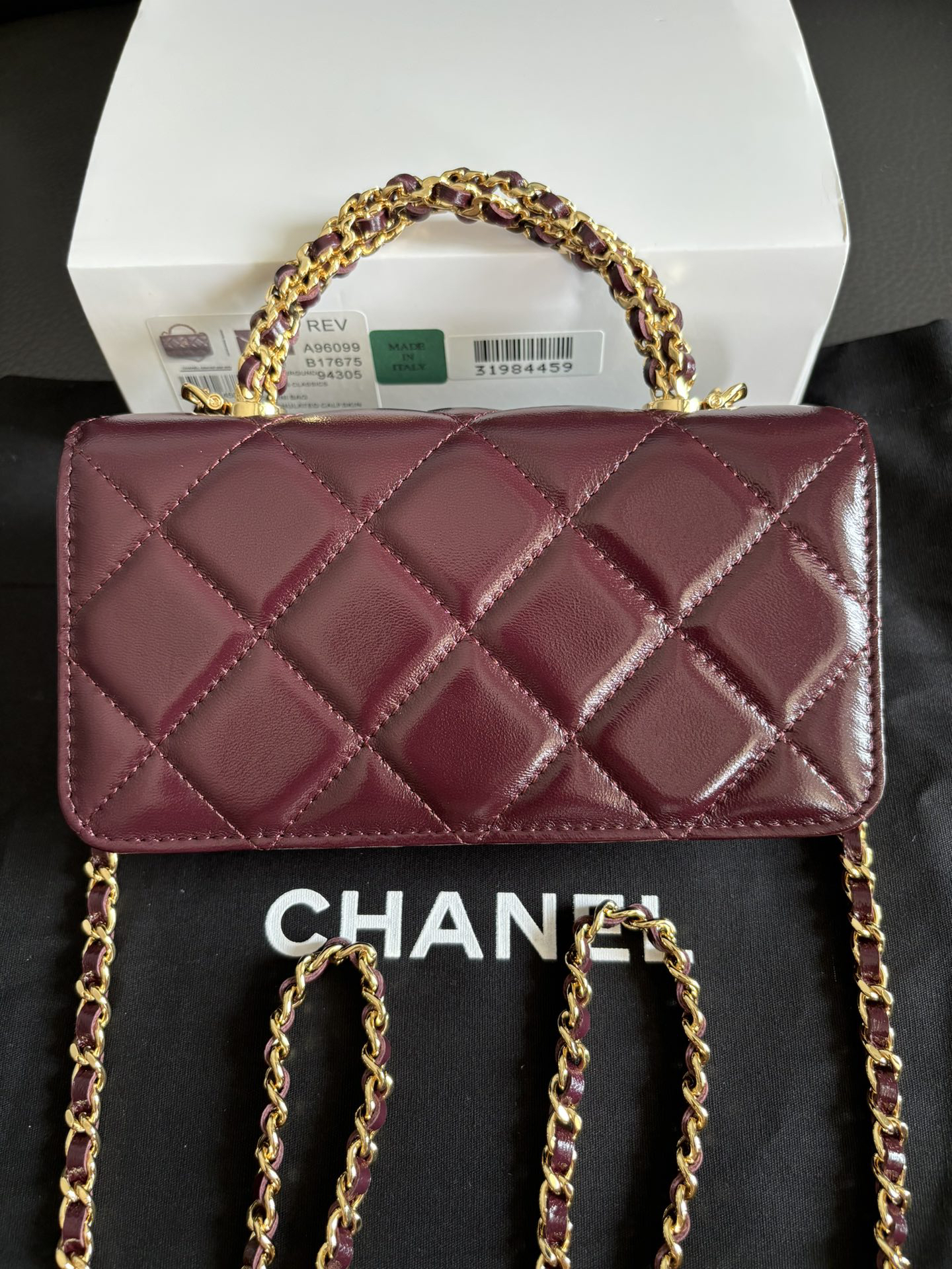 Chanel Classic Quilted Patent Leather Chain Bag