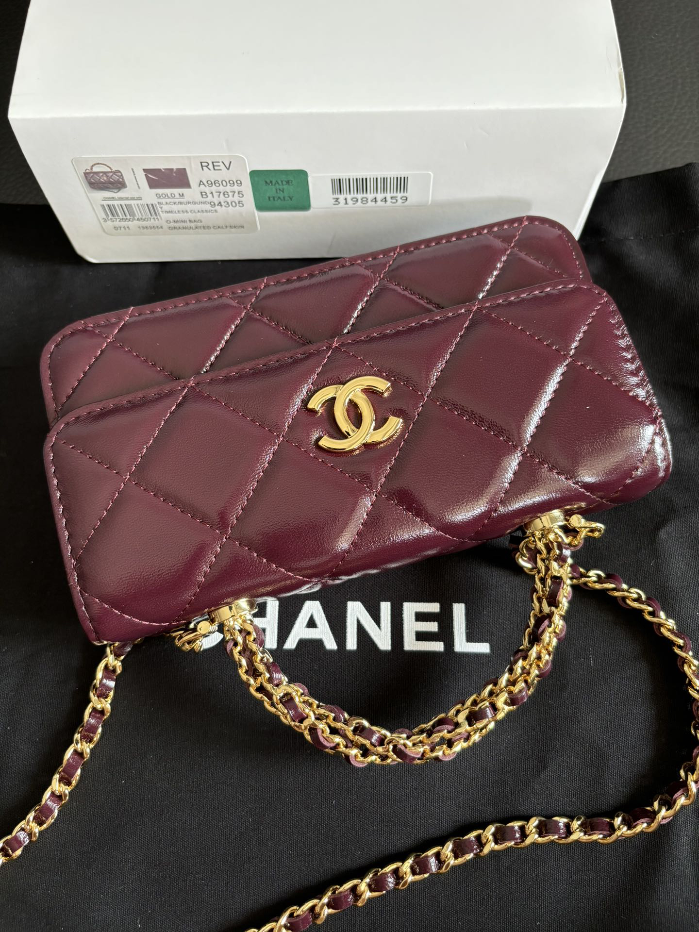 Chanel Classic Quilted Patent Leather Chain Bag