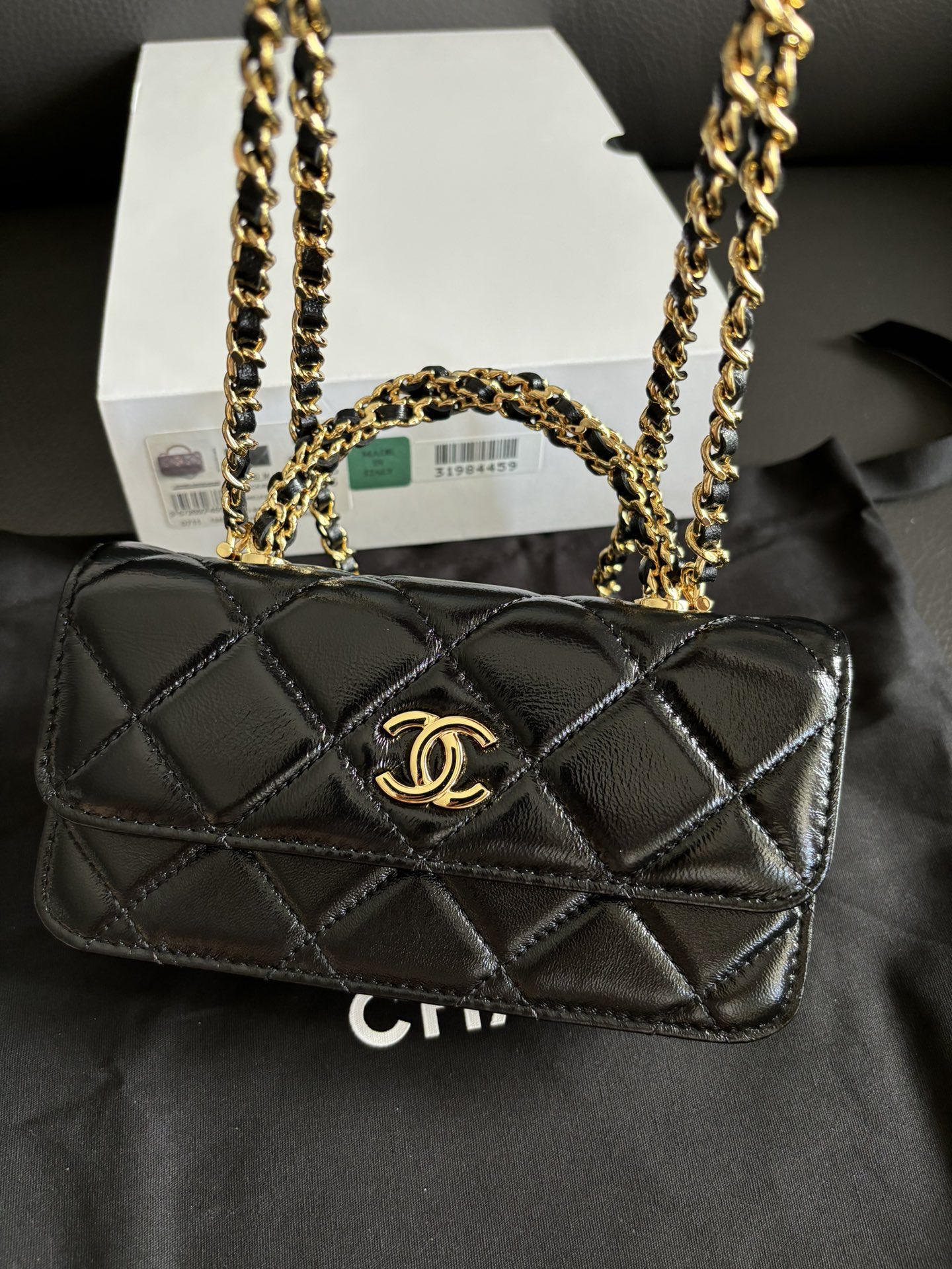 Chanel Classic Quilted Patent Leather Chain Bag