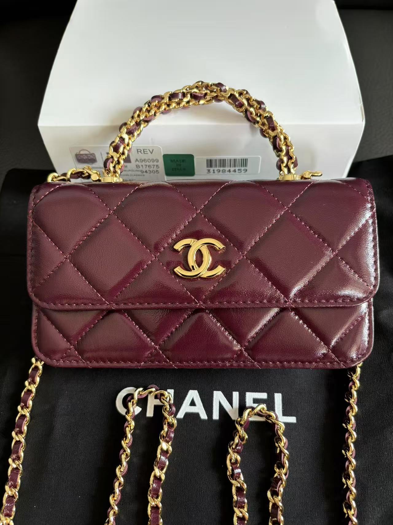 Chanel Classic Quilted Patent Leather Chain Bag