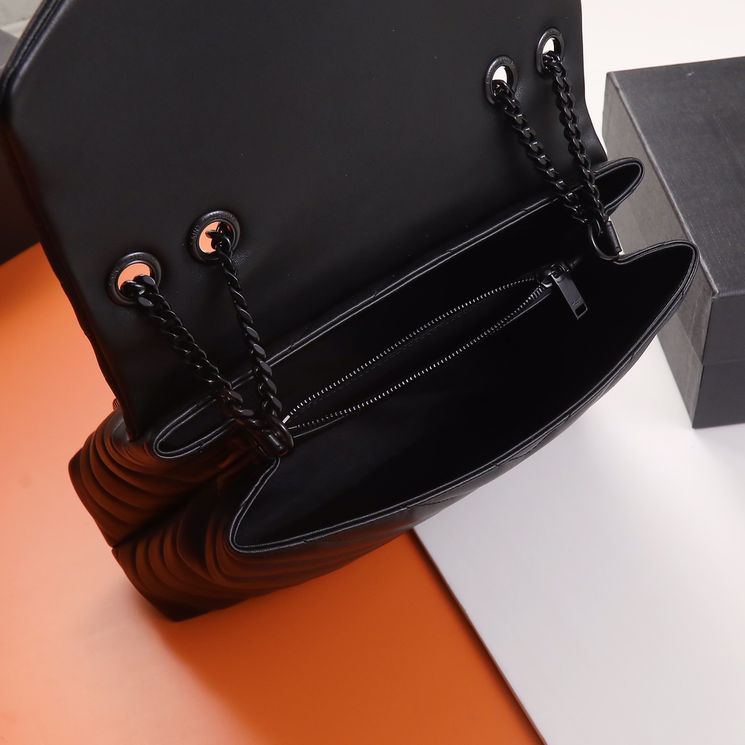 Saint Laurent YSL LOULOU Medium Black Calfskin Bag