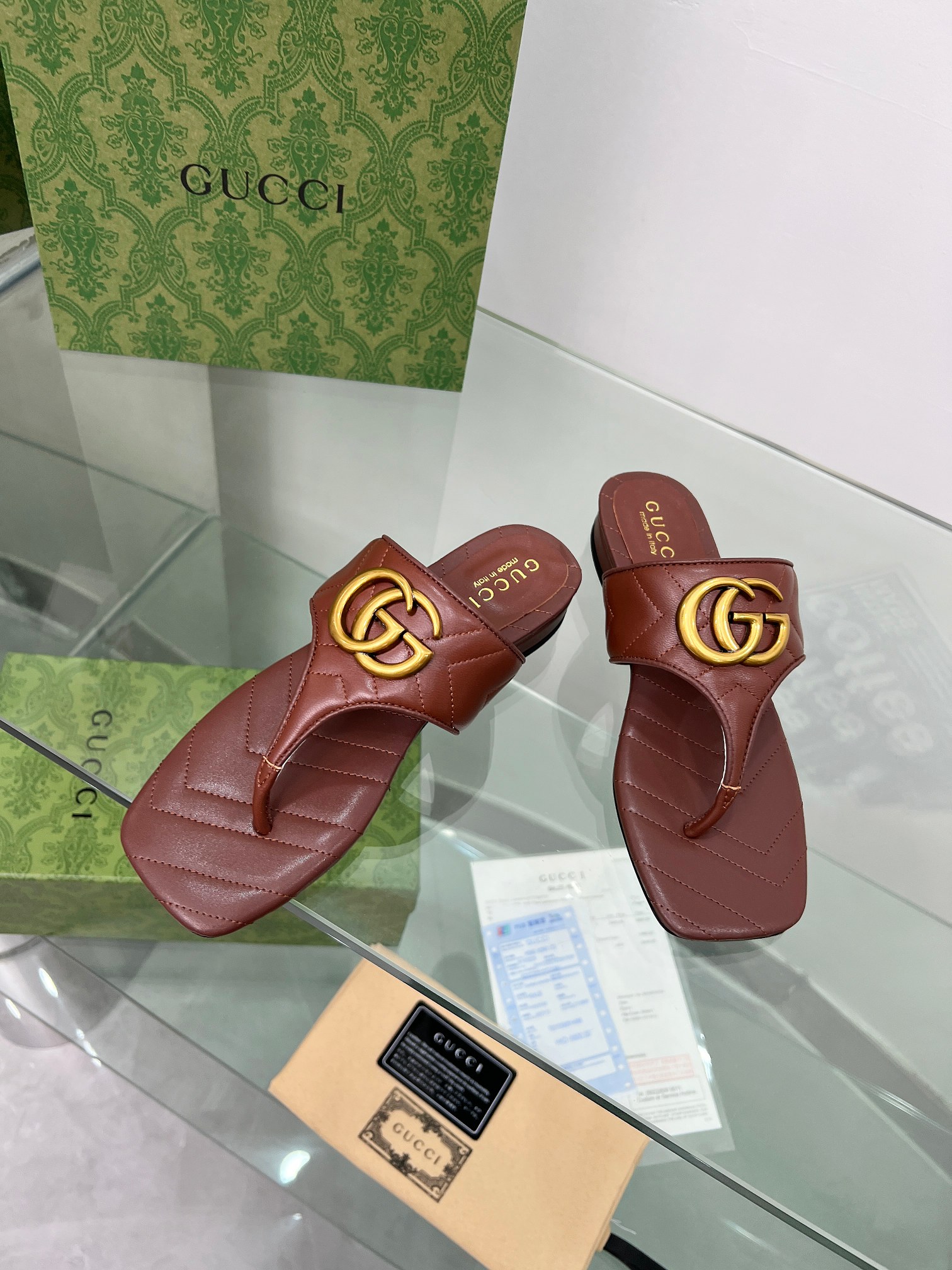 Gucci GG Marmont Sheepskin Slides
