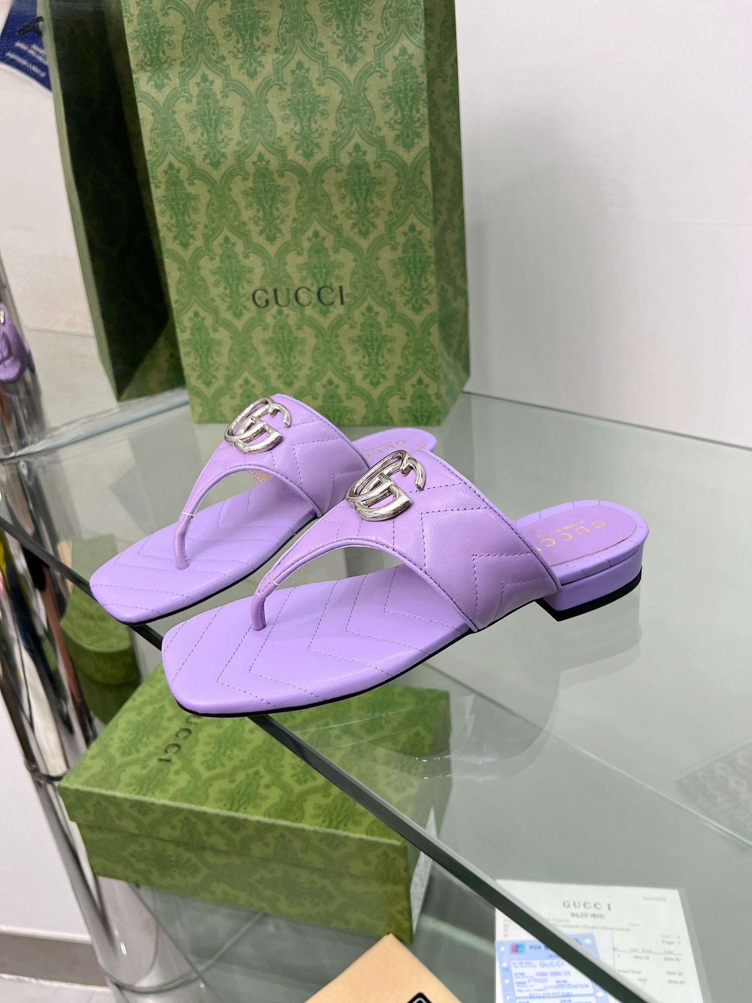 Gucci GG Marmont Sheepskin Slides