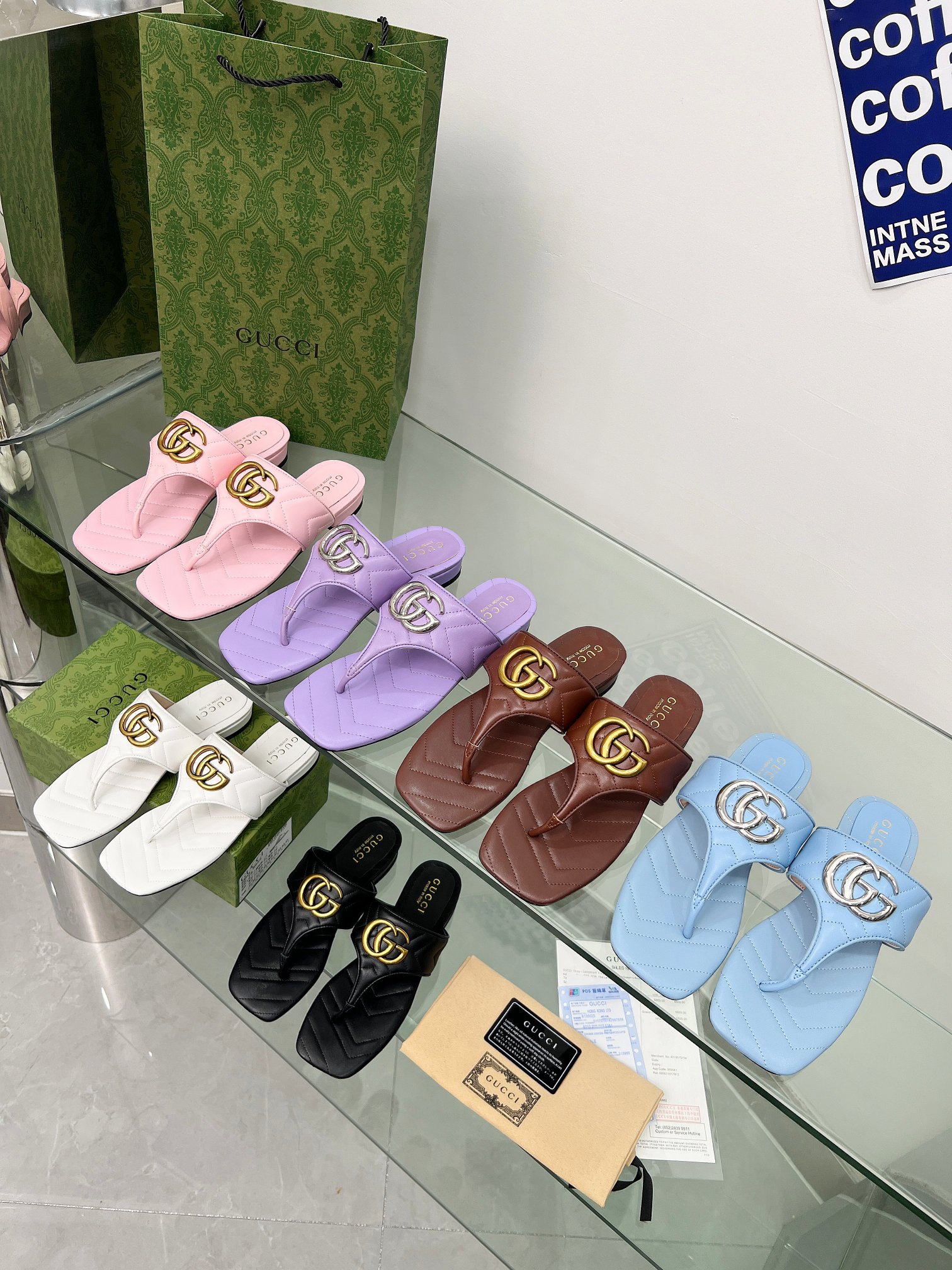 Gucci GG Marmont Sheepskin Slides