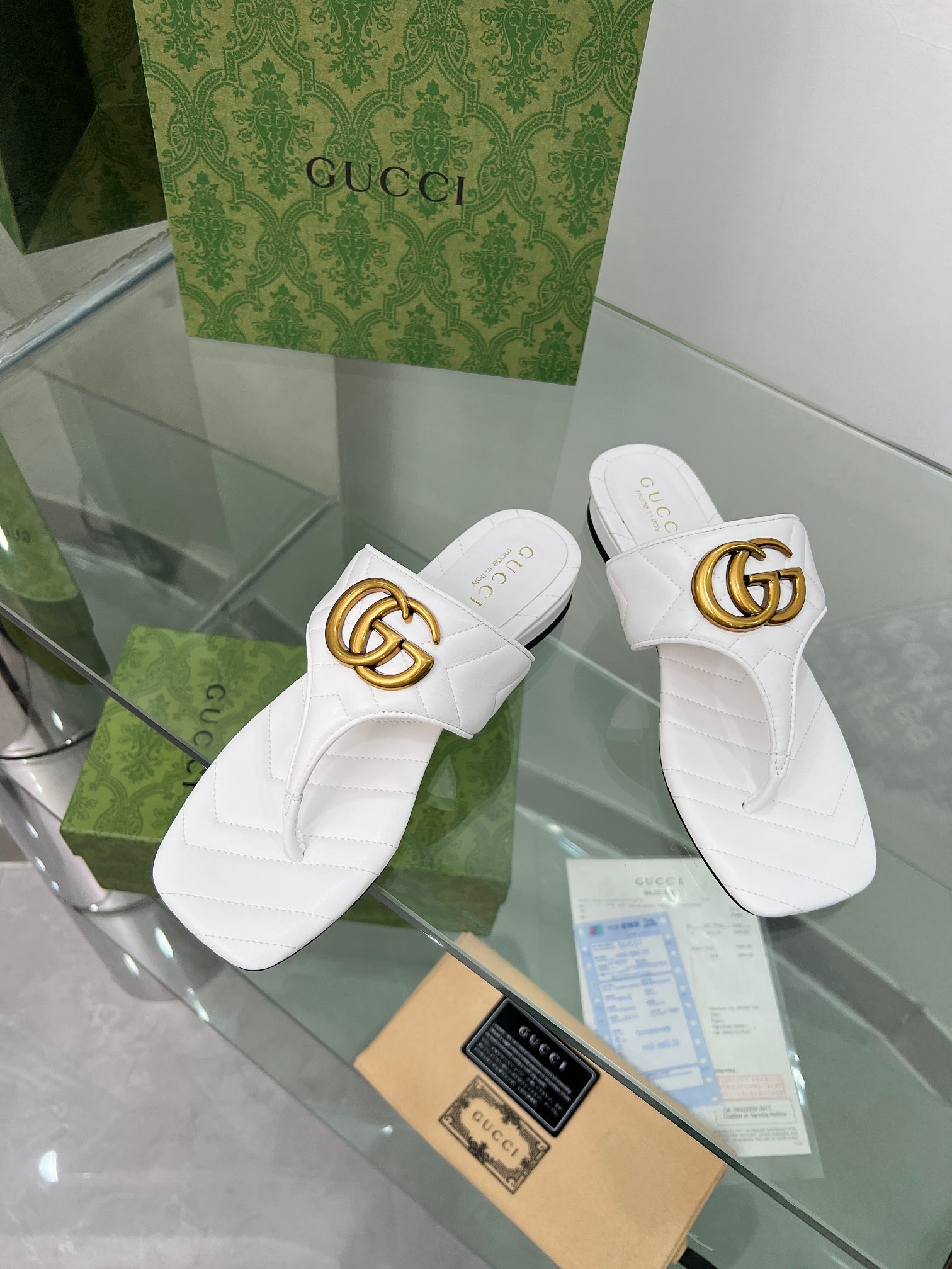 Gucci GG Marmont Sheepskin Slides