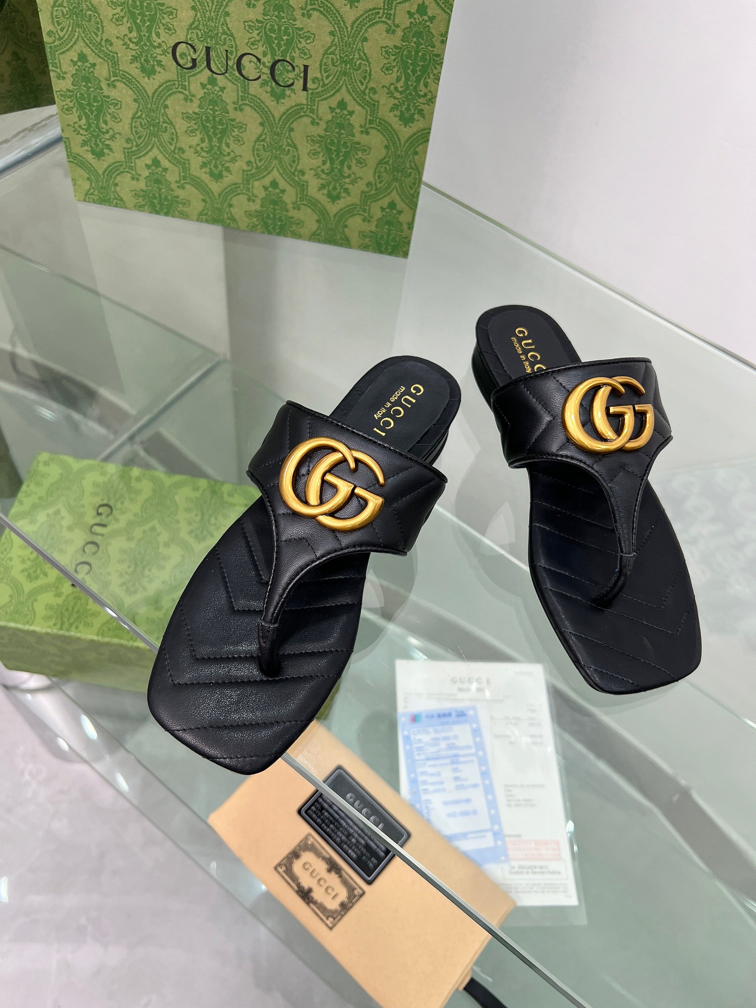 Gucci GG Marmont Sheepskin Slides