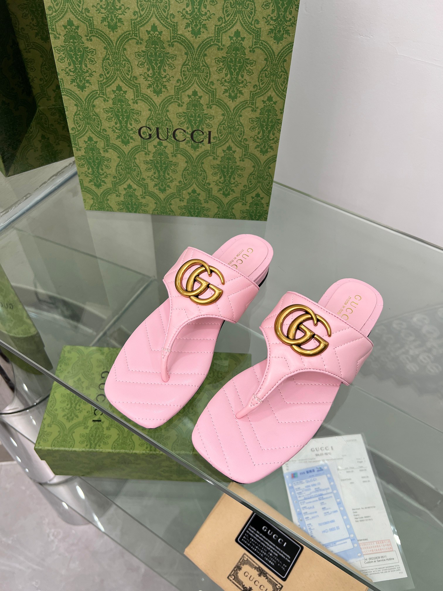 Gucci GG Marmont Sheepskin Slides