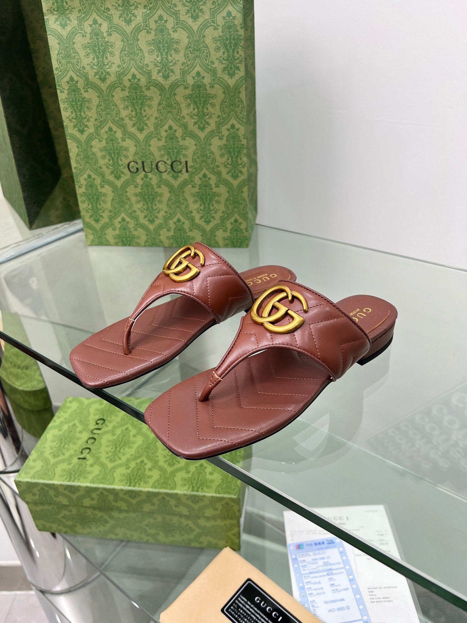 Gucci GG Marmont Sheepskin Slides