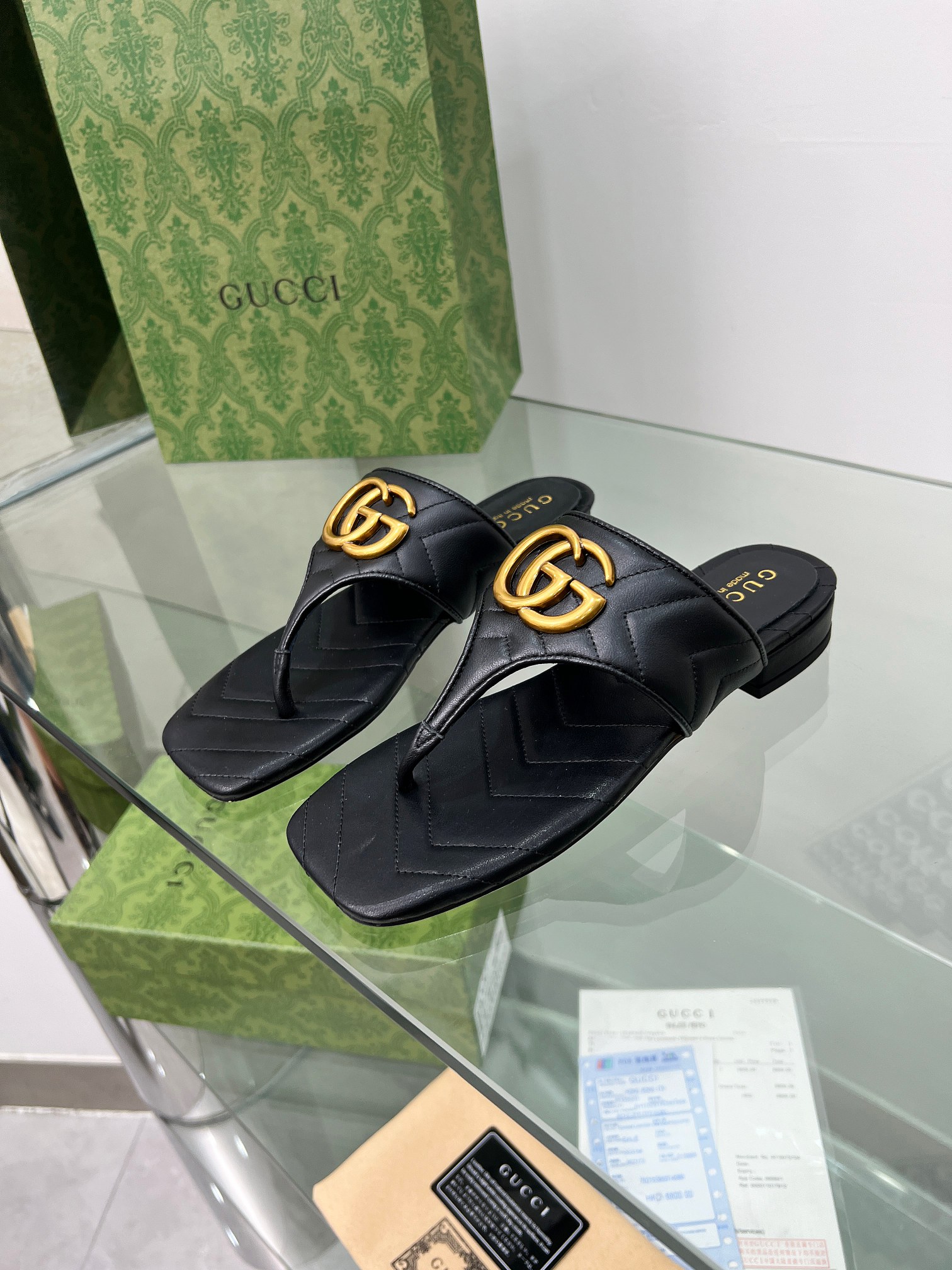 Gucci GG Marmont Sheepskin Slides