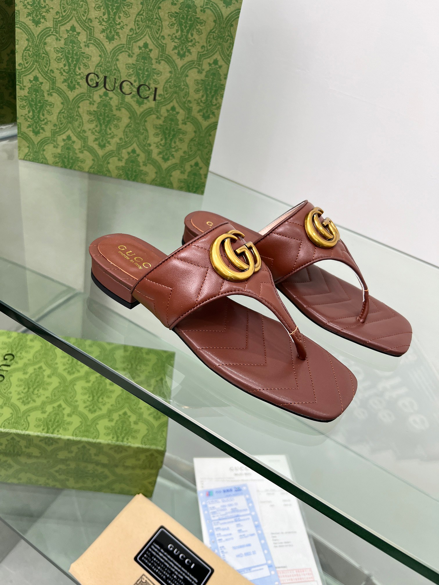 Gucci GG Marmont Sheepskin Slides