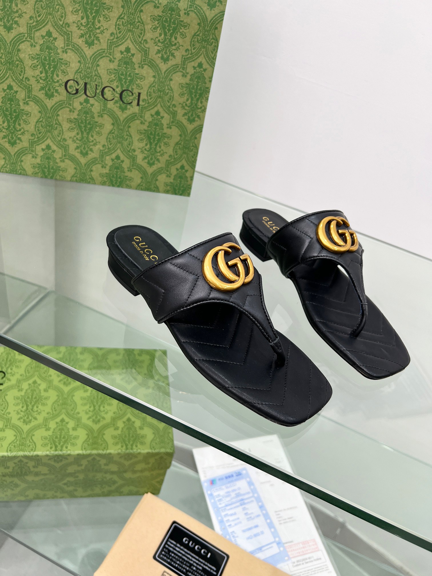 Gucci GG Marmont Sheepskin Slides