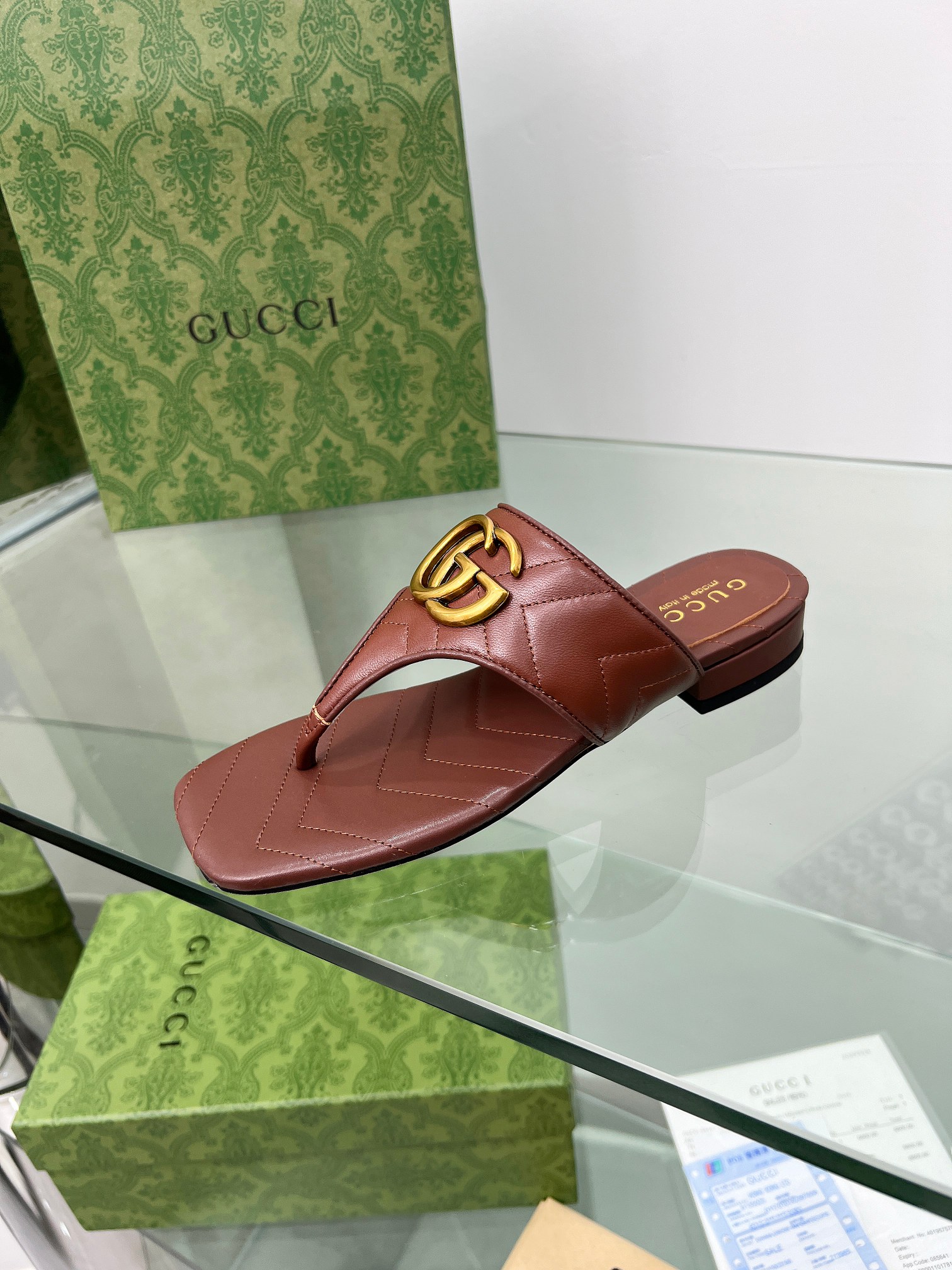Gucci GG Marmont Sheepskin Slides