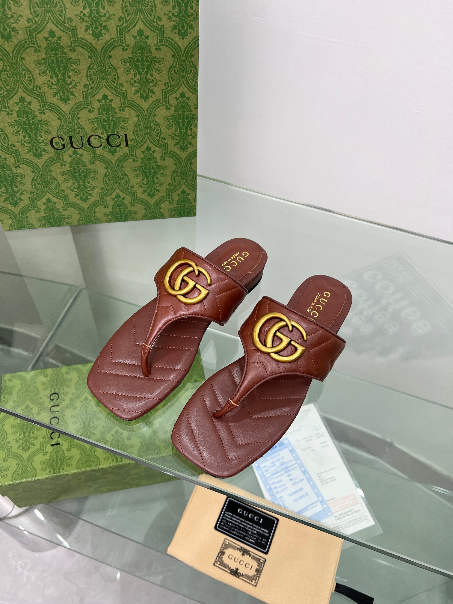 Gucci GG Marmont Sheepskin Slides