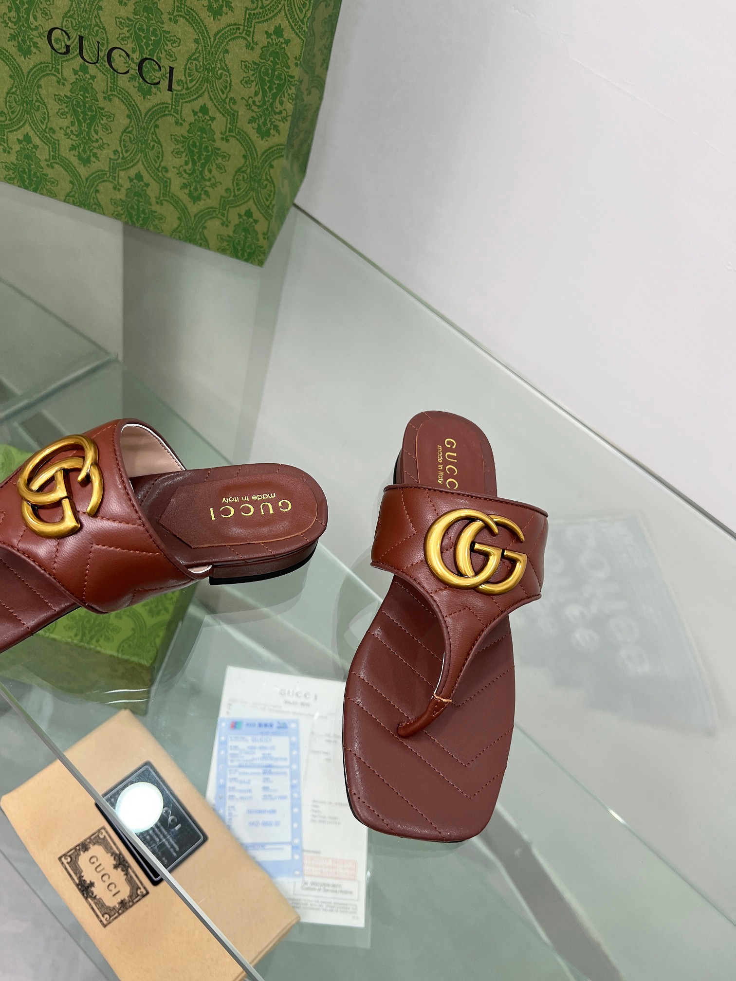 Gucci GG Marmont Sheepskin Slides