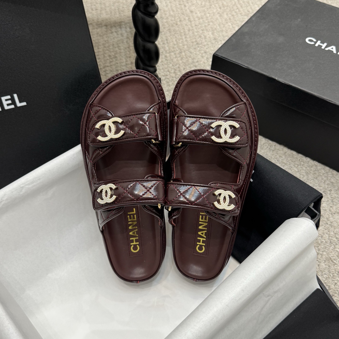 Chanel Classic Leather Beach Flip Flops