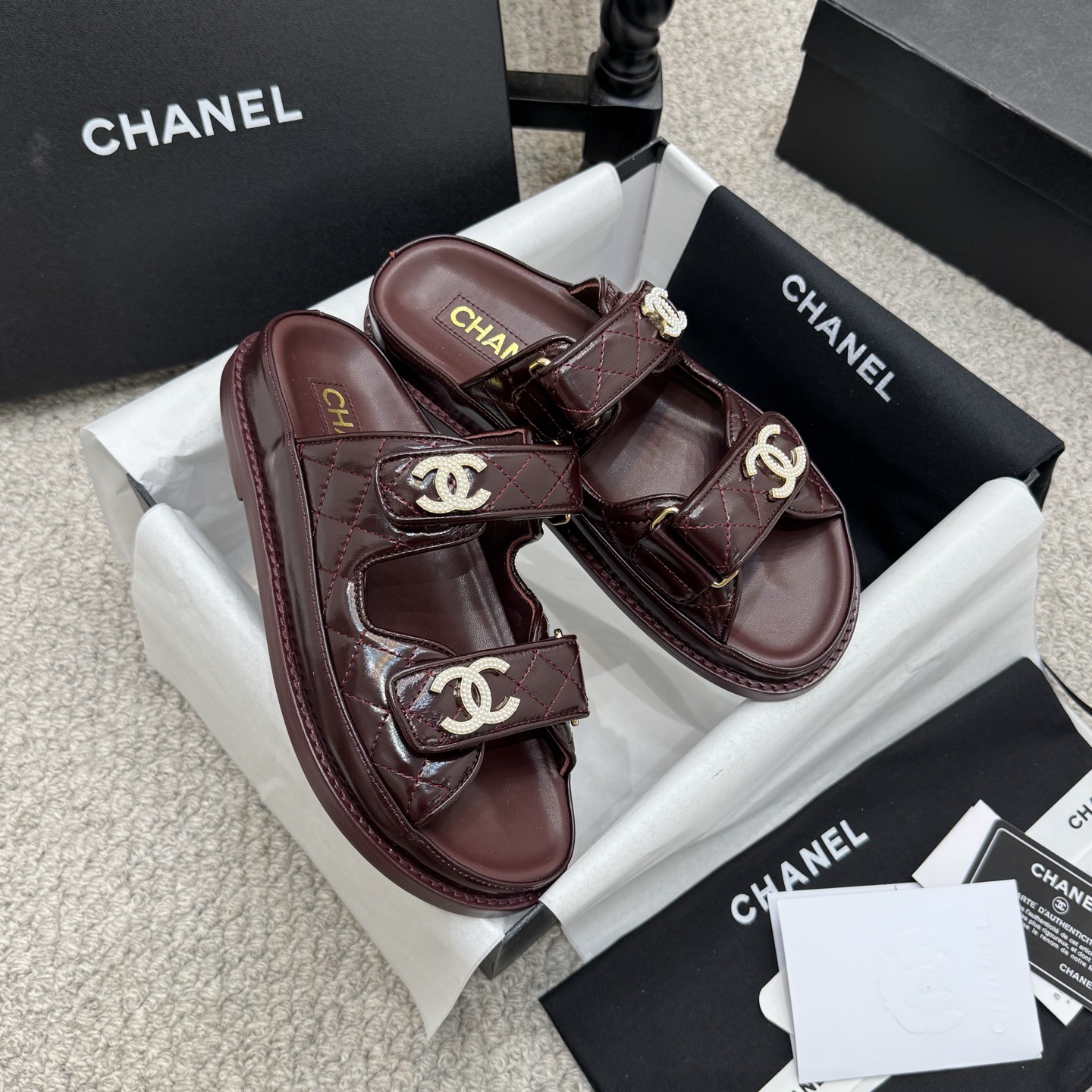 Chanel Classic Leather Beach Flip Flops