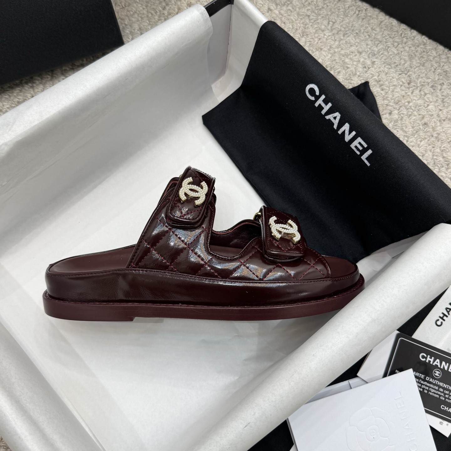 Chanel Classic Leather Beach Flip Flops