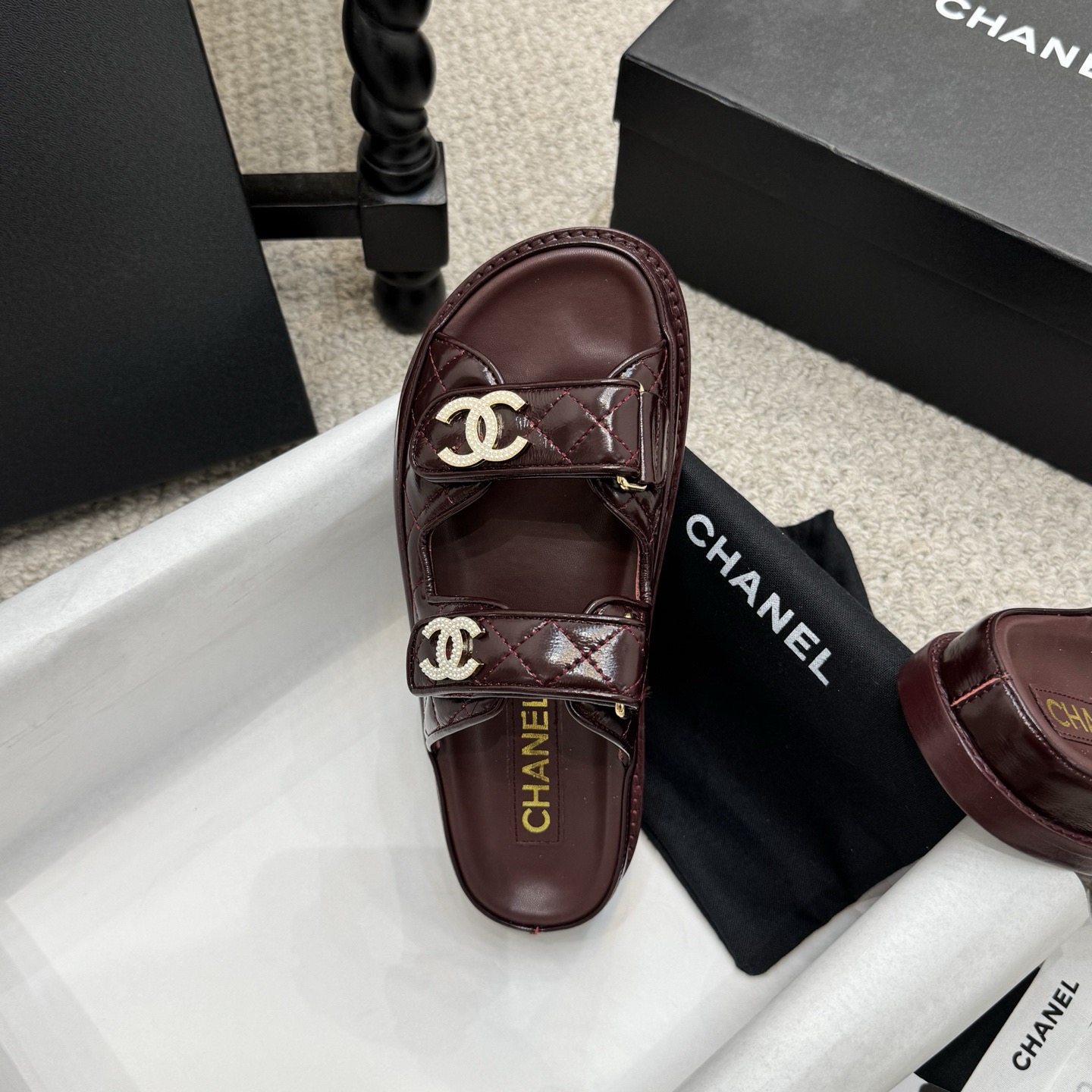 Chanel Classic Leather Beach Flip Flops