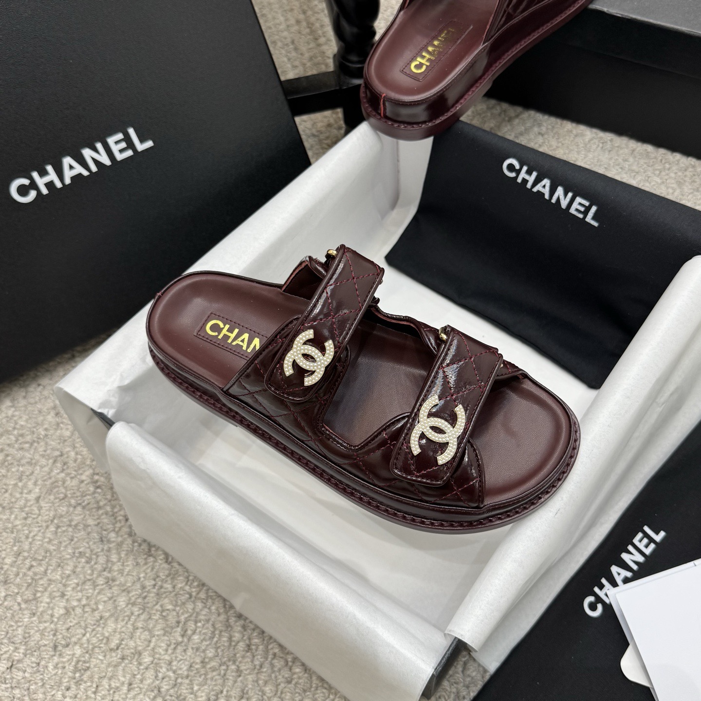 Chanel Classic Leather Beach Flip Flops