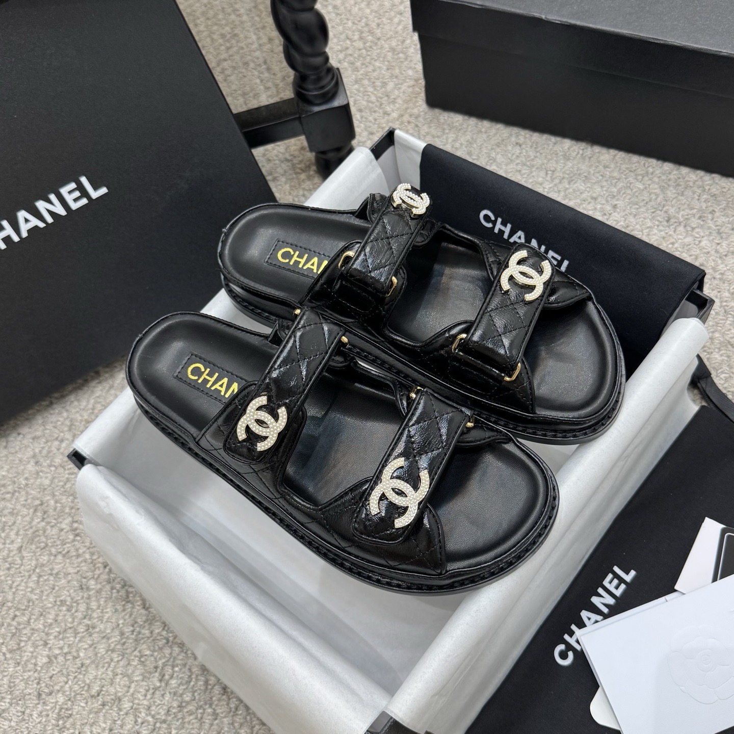 Chanel Classic Leather Beach Flip Flops
