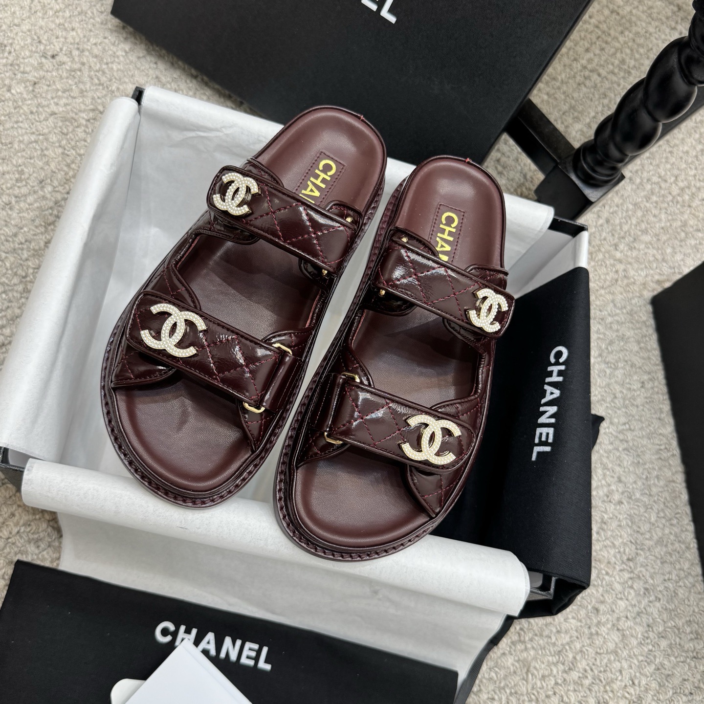 Chanel Classic Leather Beach Flip Flops