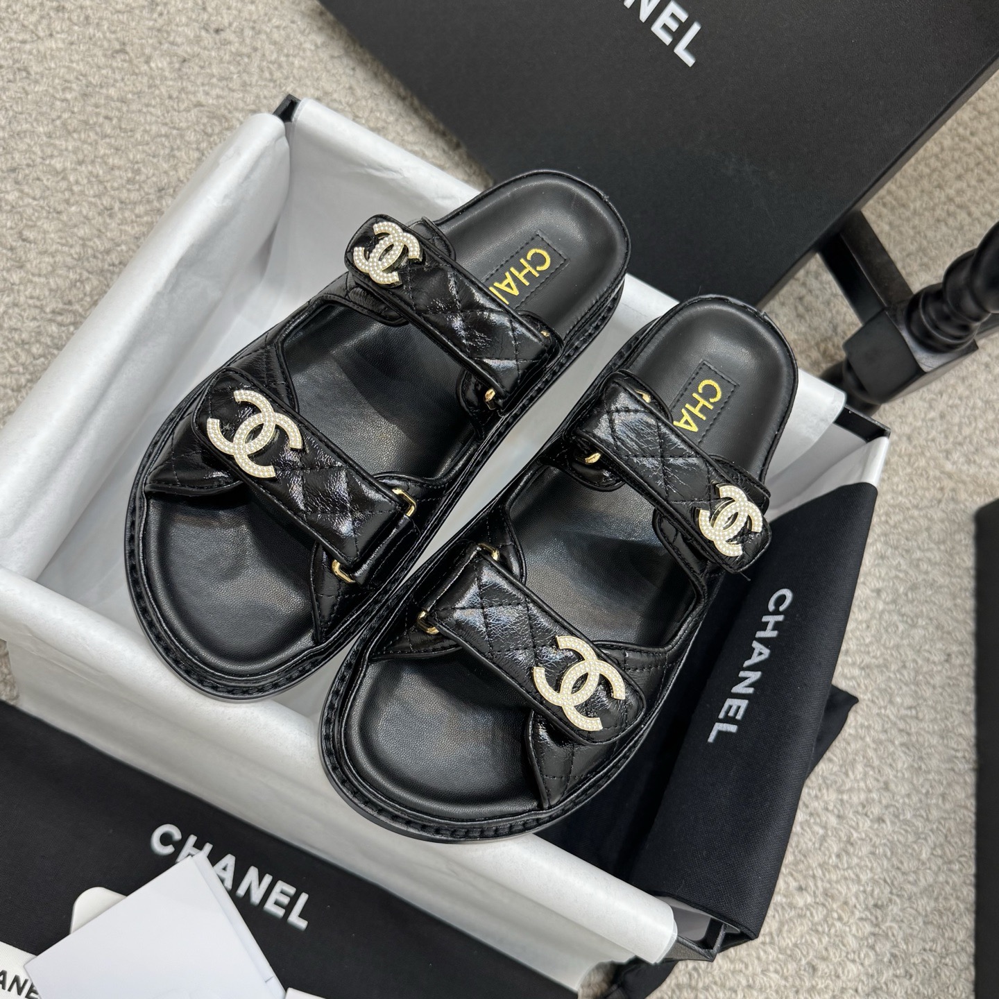 Chanel Classic Leather Beach Flip Flops