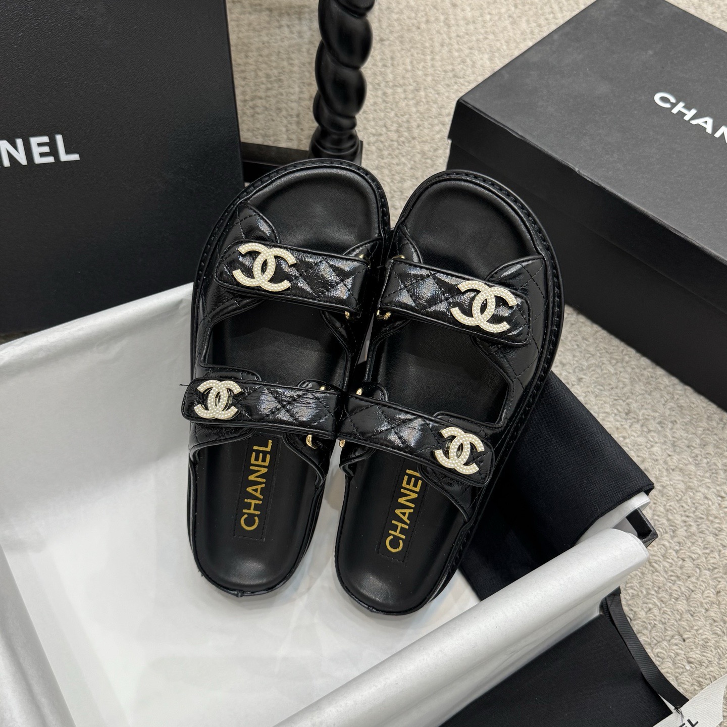 Chanel Classic Leather Beach Flip Flops
