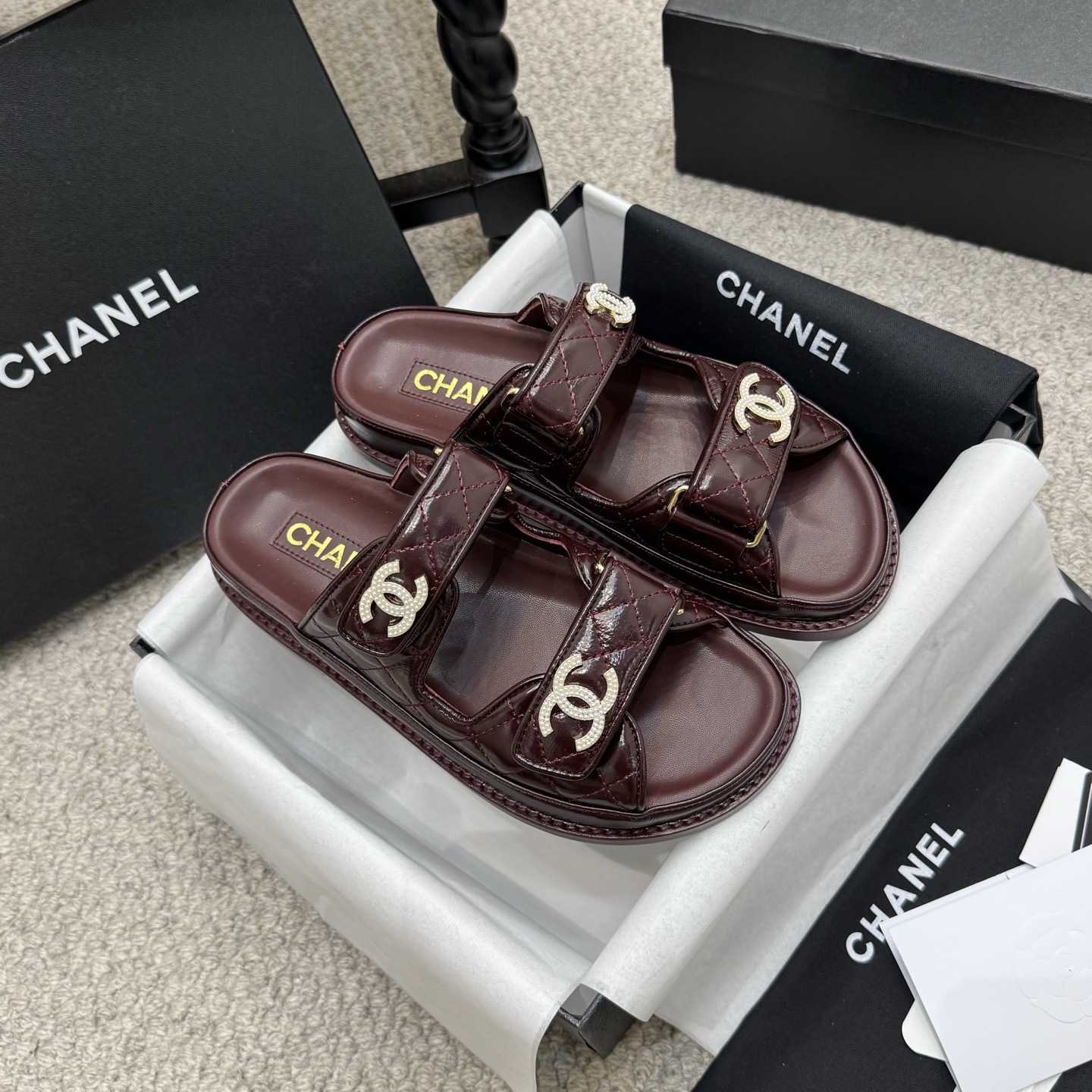 Chanel Classic Leather Beach Flip Flops