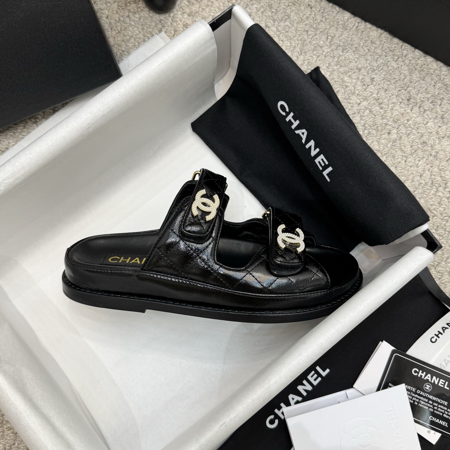 Chanel Classic Leather Beach Flip Flops