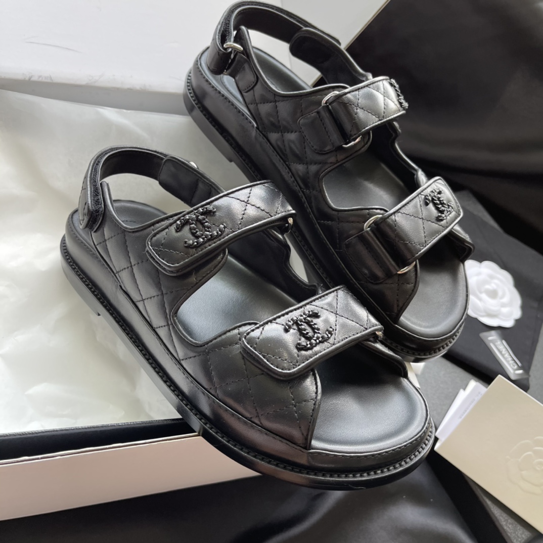 Chanel Matte Finish Calfskin Sandals
