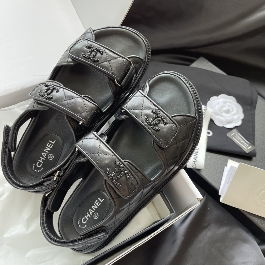 Chanel Matte Finish Calfskin Sandals