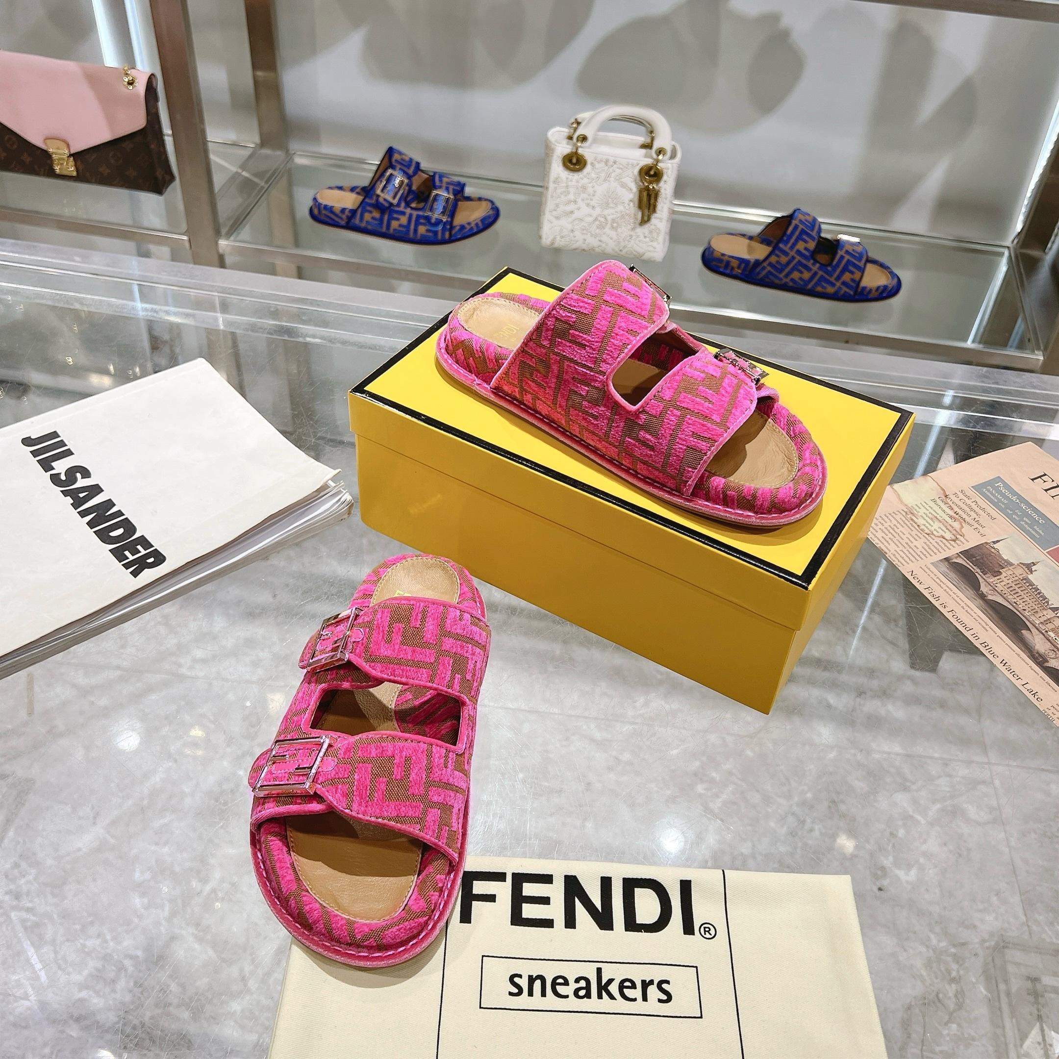 Fendi Sheepskin Soft Slippers