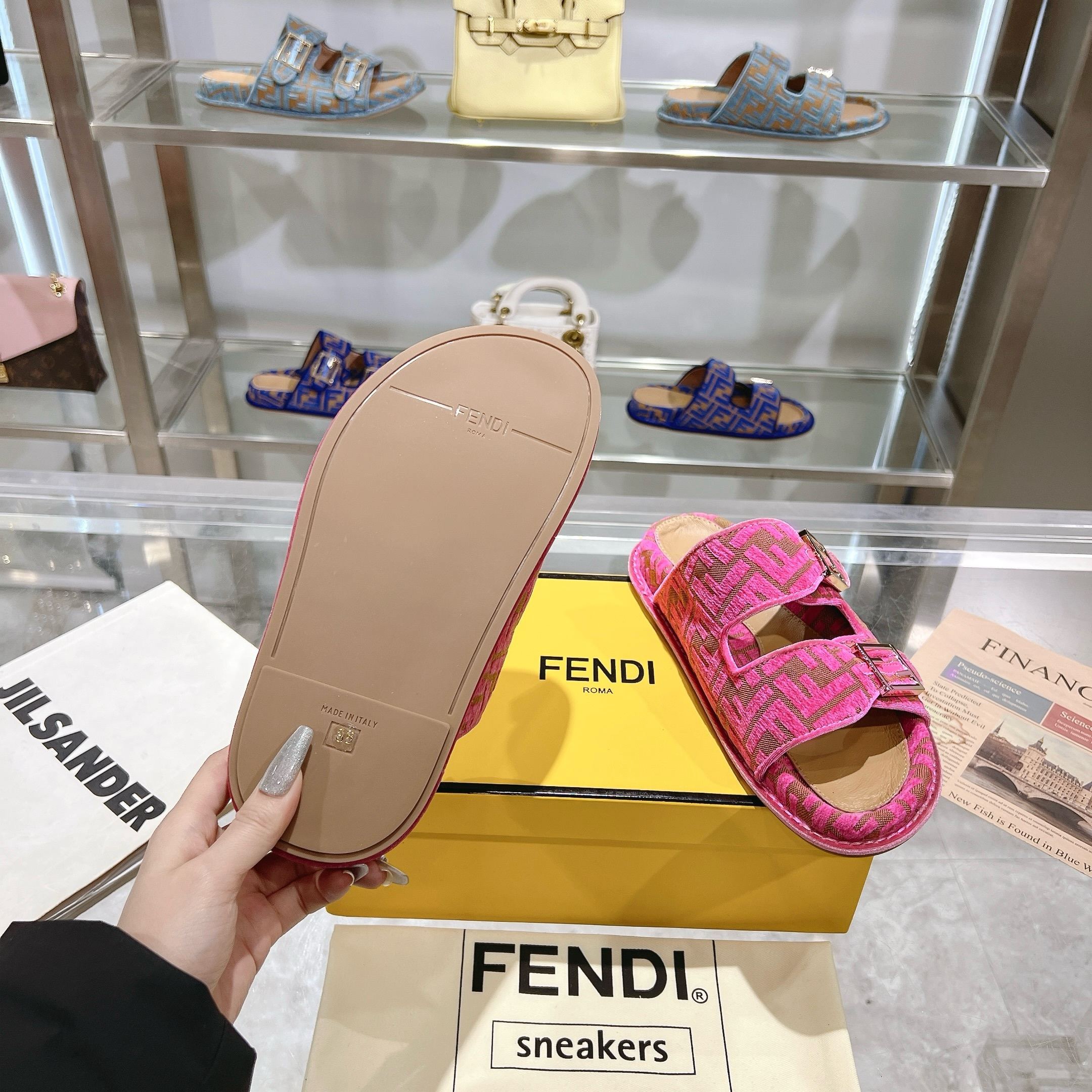 Fendi Sheepskin Soft Slippers