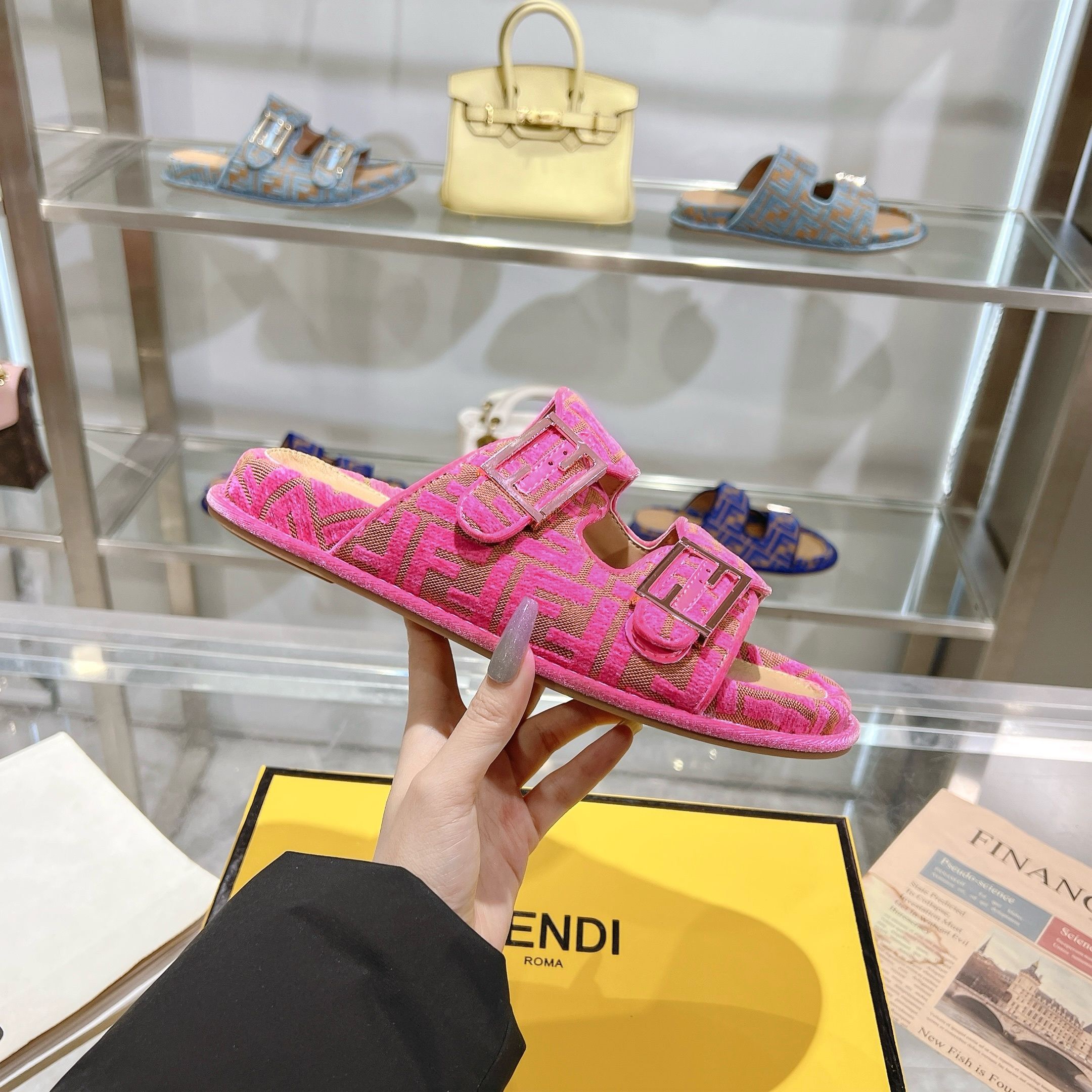 Fendi Sheepskin Soft Slippers