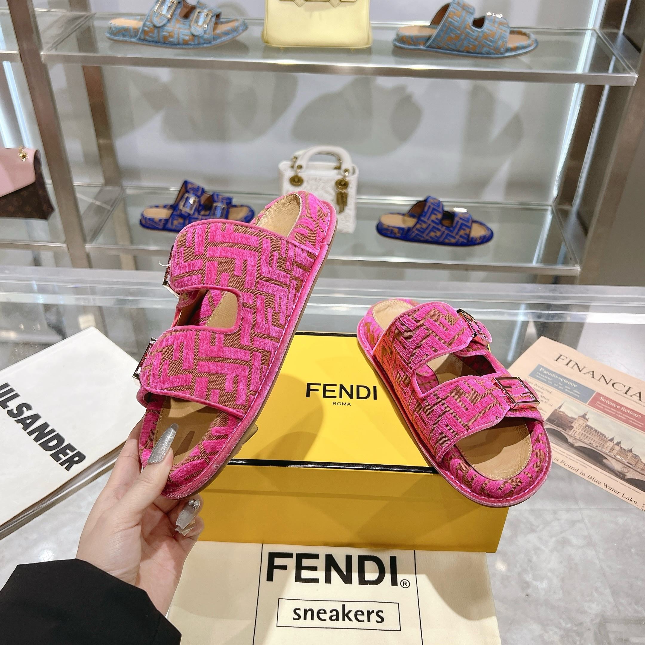Fendi Sheepskin Soft Slippers
