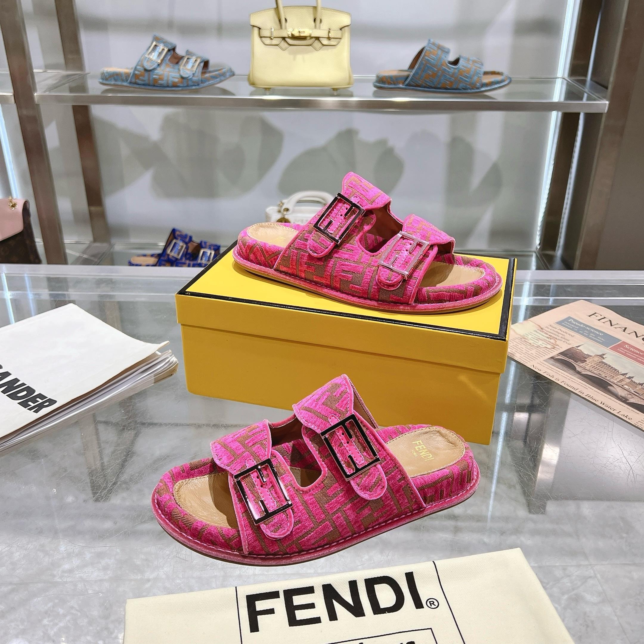 Fendi Sheepskin Soft Slippers