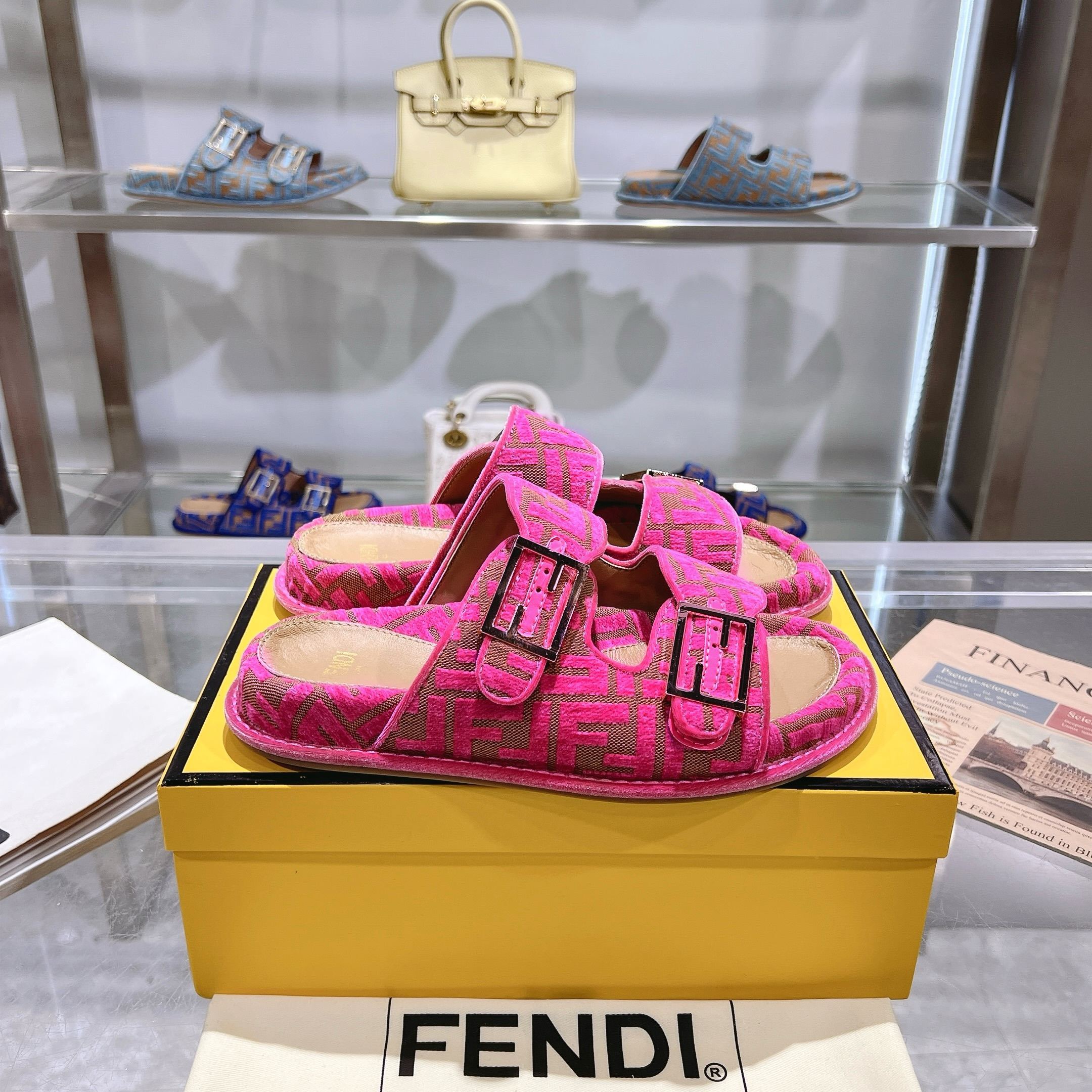 Fendi Sheepskin Soft Slippers
