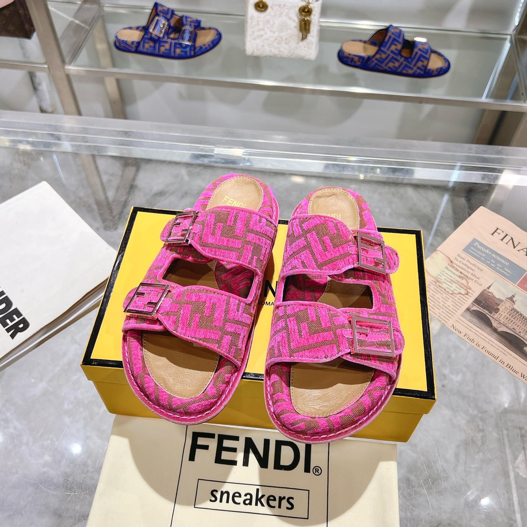 Fendi Sheepskin Soft Slippers