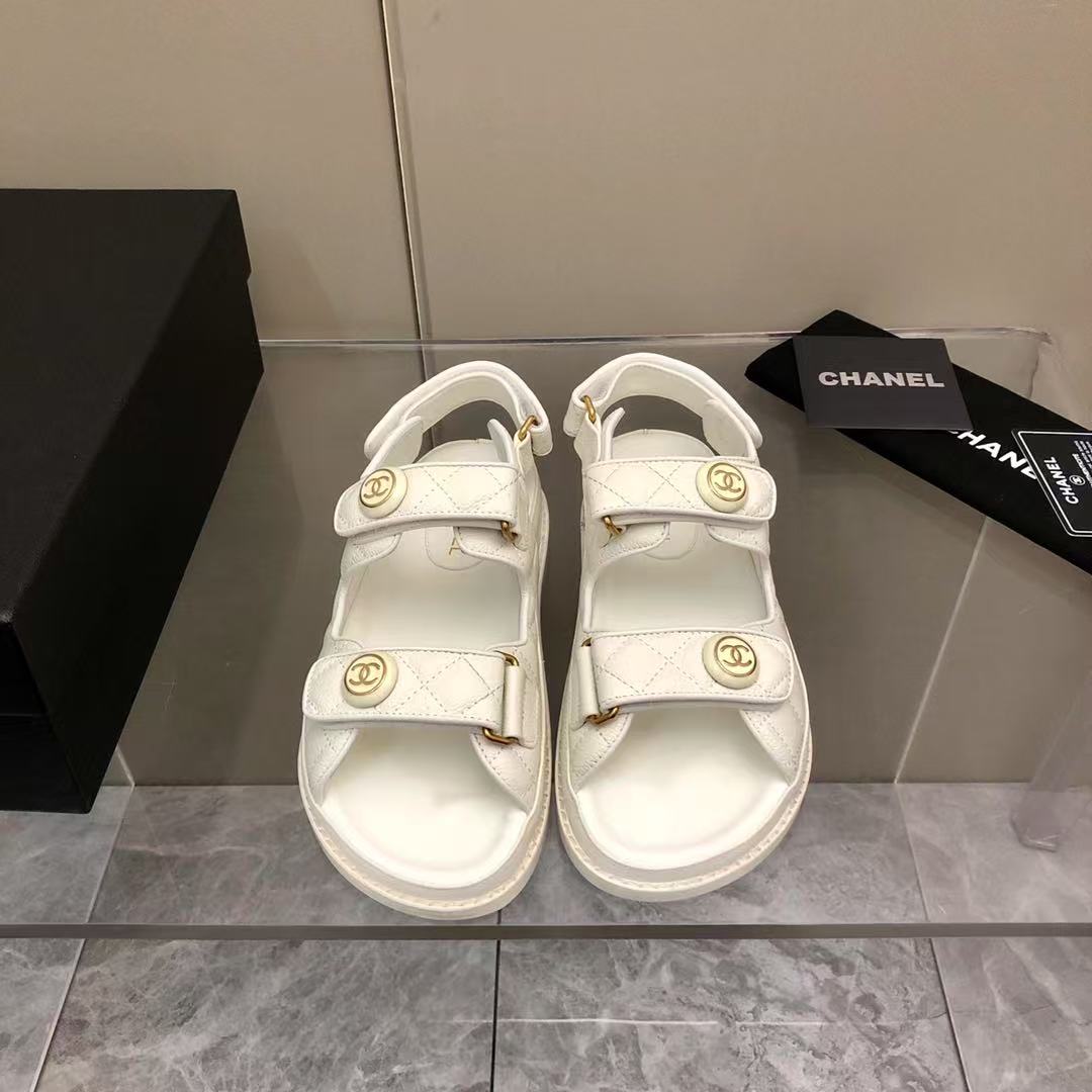 Chanel Cow Oil Leather Velcro Sandals