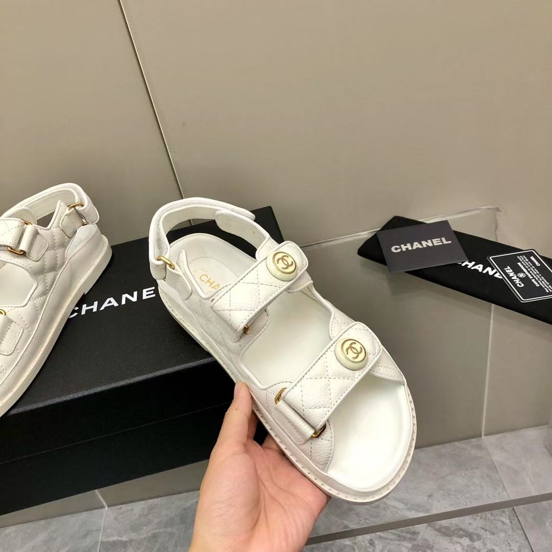 Chanel Cow Oil Leather Velcro Sandals