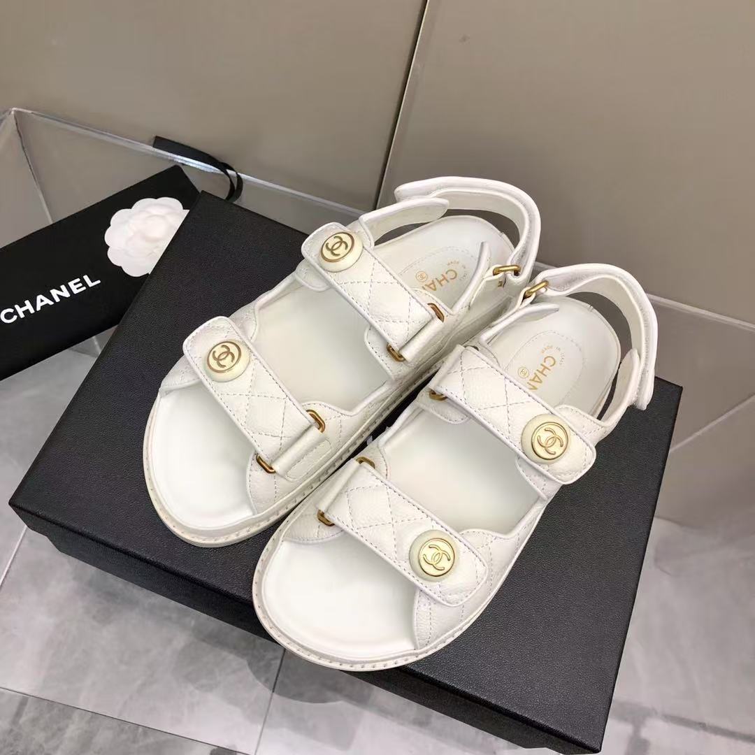 Chanel Cow Oil Leather Velcro Sandals