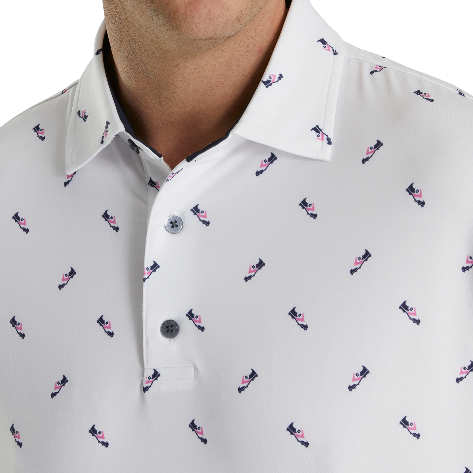 Shoe Print Lisle Self Collar-Previous Season Style