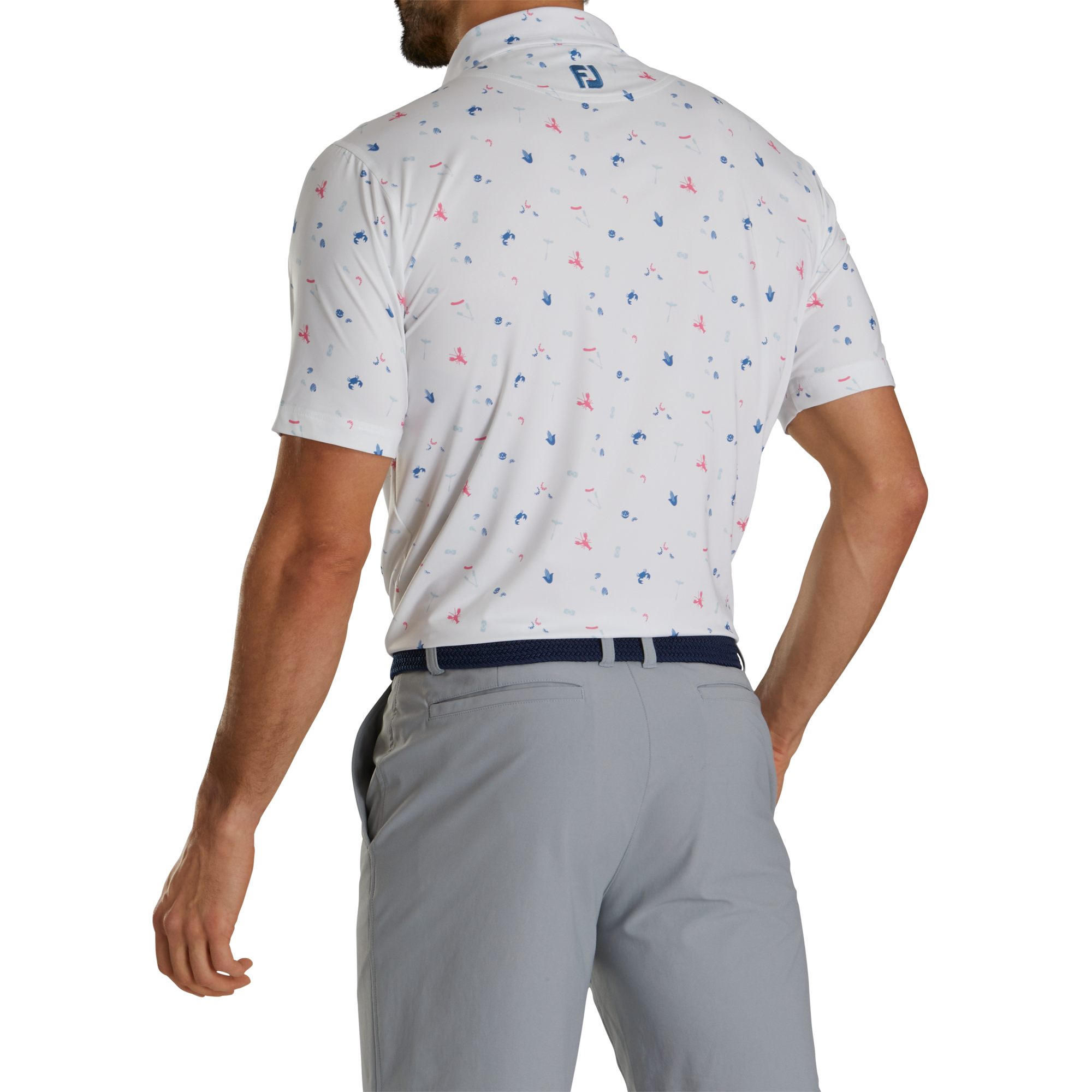 Clam Bake Print Lisle Self Collar-Previous Season Style