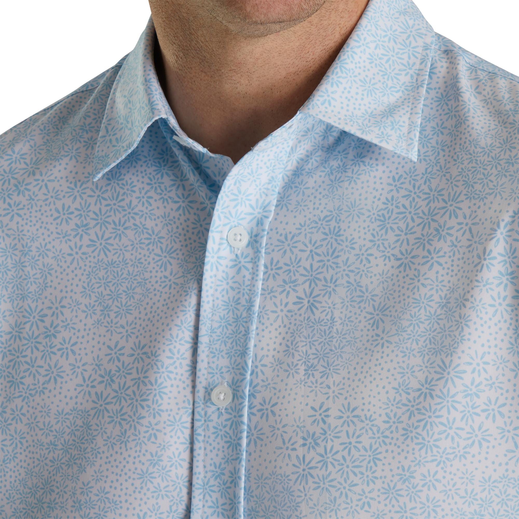 Micro-Floral Short Sleeve Performance Woven-Previous Season Style