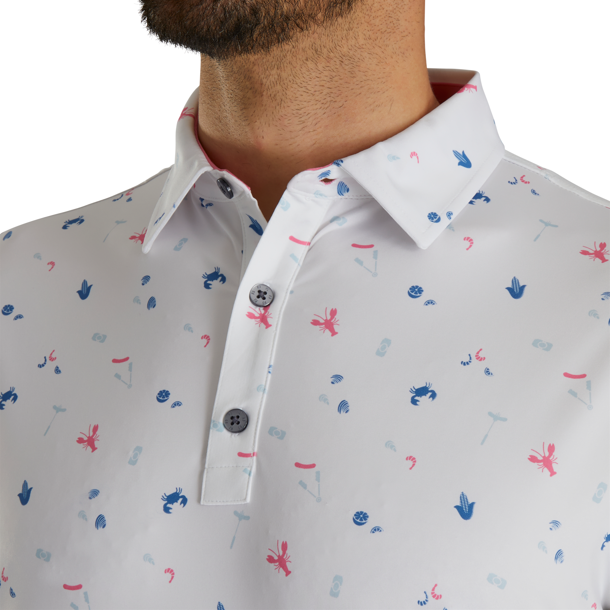 Clam Bake Print Lisle Self Collar-Previous Season Style