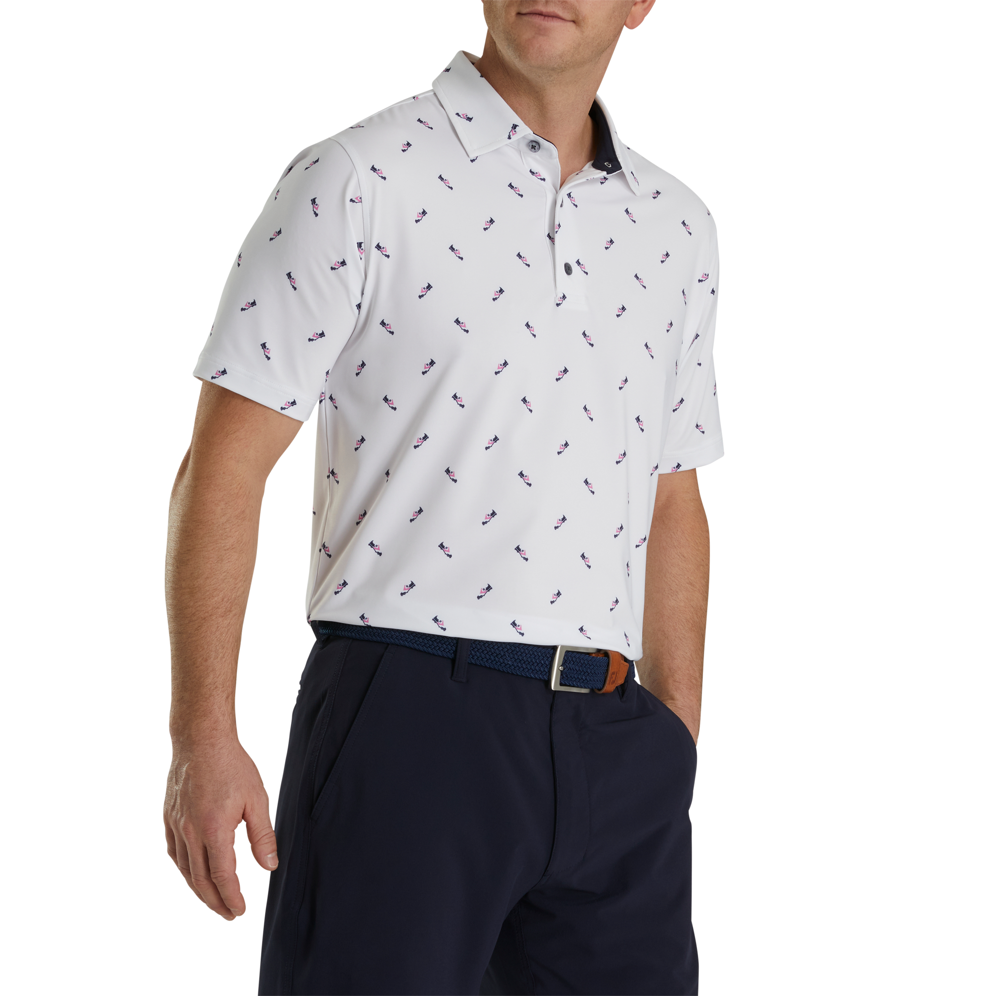 Shoe Print Lisle Self Collar-Previous Season Style