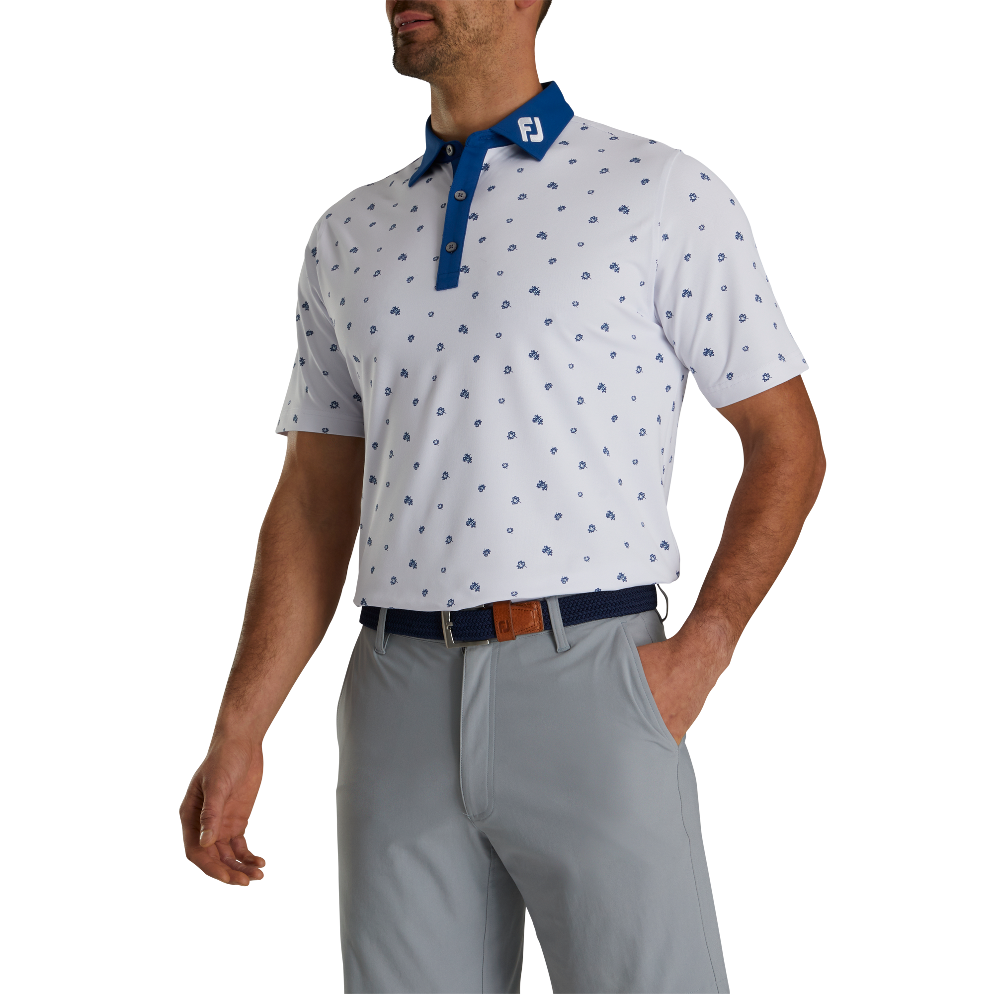 Scattered Floral Stretch Pique Self Collar - FJ Tour Collar-Previous Season Style