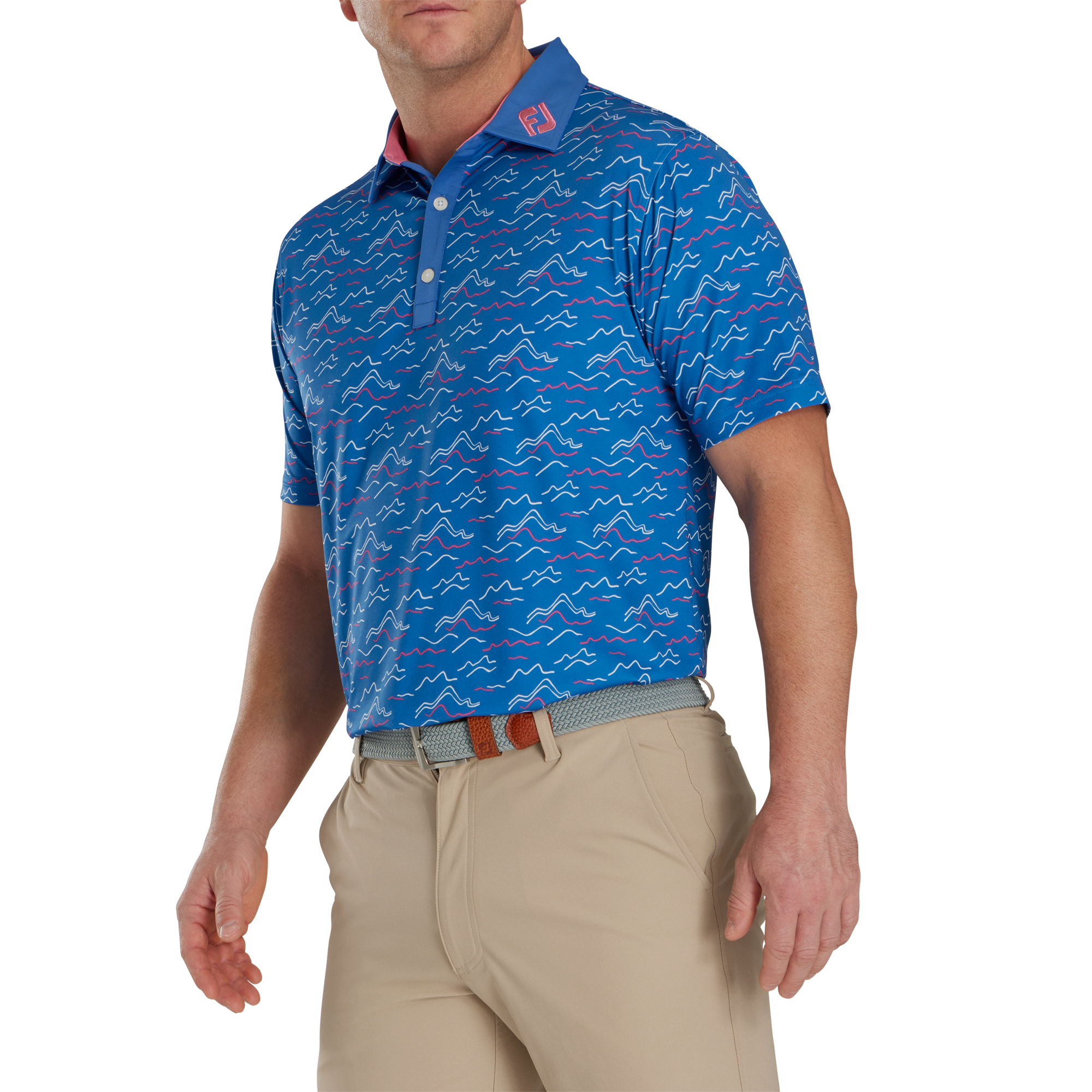Wave Print Lisle Self Collar - FJ Tour Collar-Previous Season Style