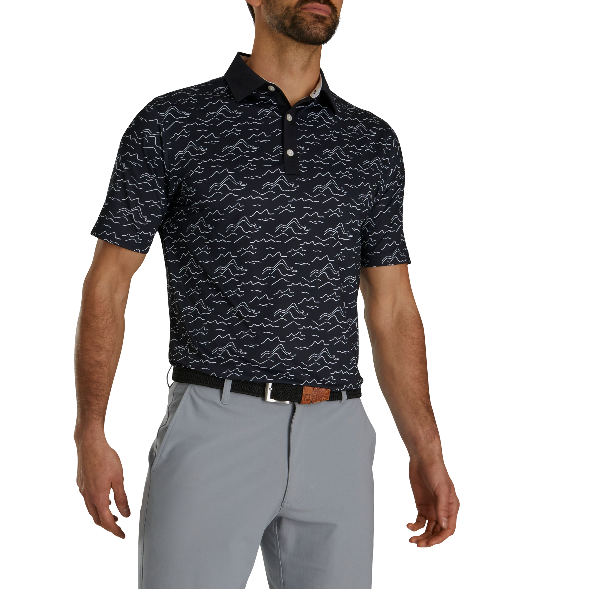 Wave Print Lisle Self Collar-Previous Season Style