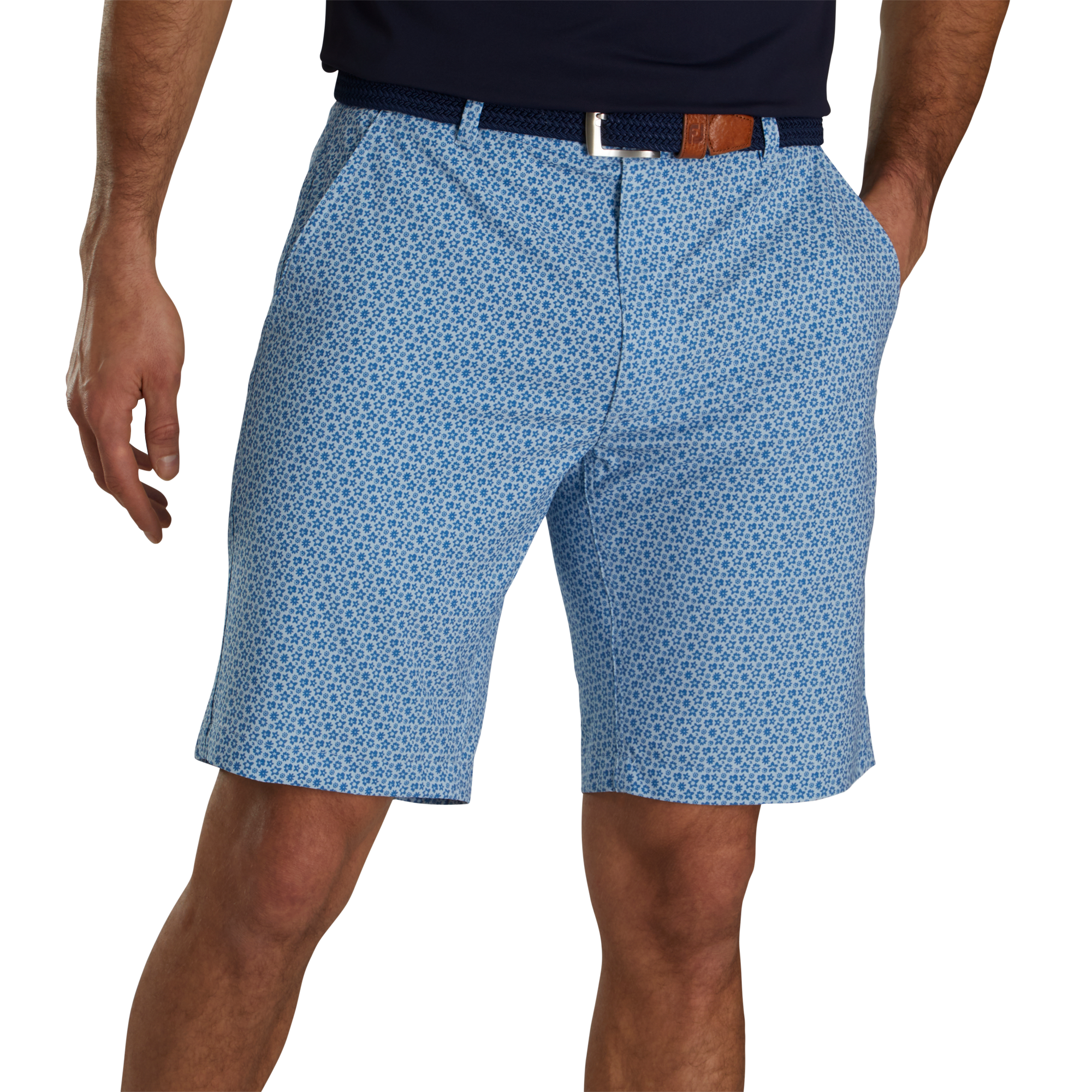 Micro-Floral Print Lightweight Woven Short 9" Inseam-Previous Season Style